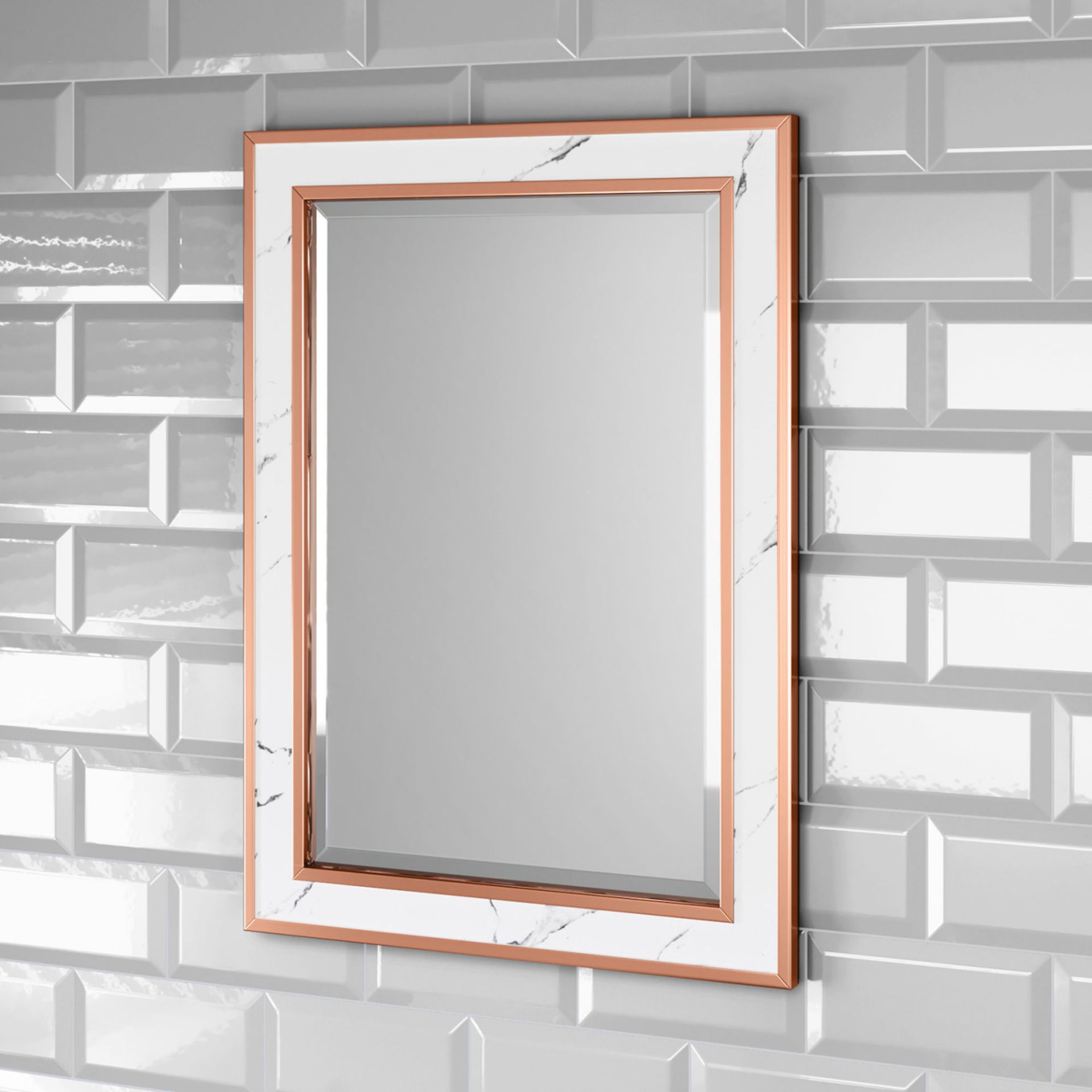 (Z34) 500x700mm Marble Copper Framed Mirror Manufactured from eco friendly recycled plastic W...