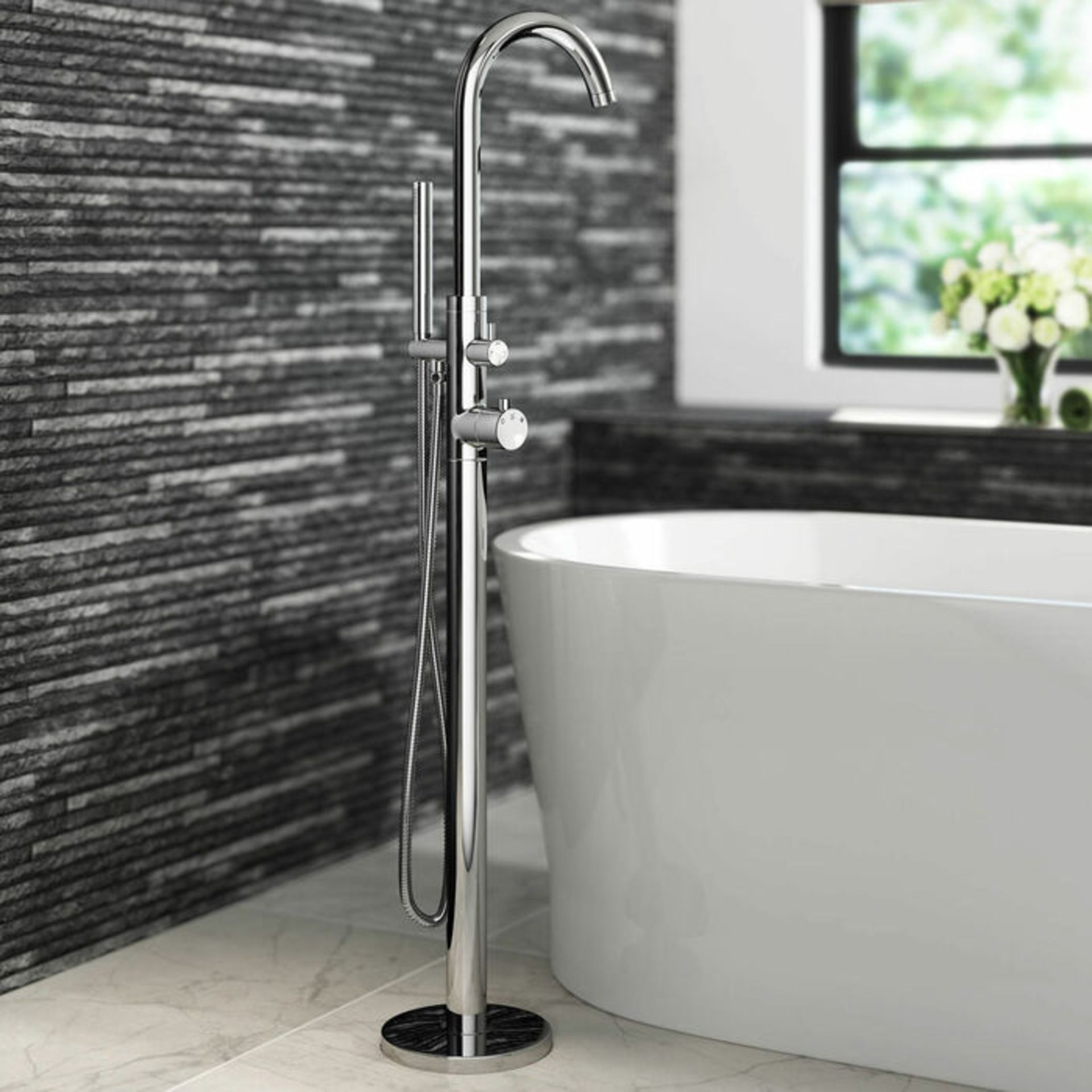 (Z12) Gladstone Freestanding Thermostatic Bath Mixer Tap with Handheld Shower Head. RRP £499.9...