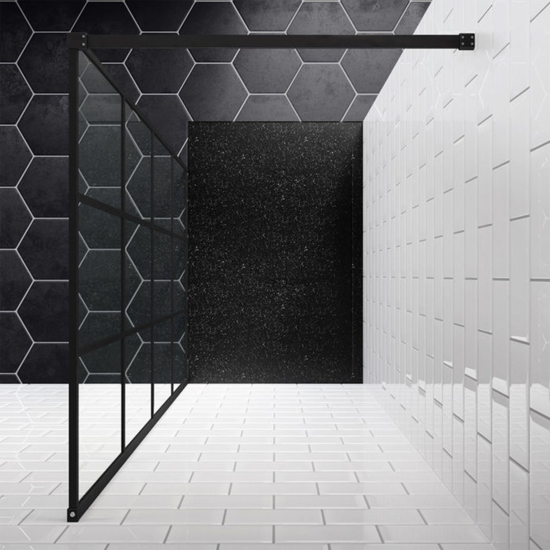 (Z35) 1000mm - 8mm Designer Black Shoji Wetroom Panel. RRP £449.99. Stylish matte black finish... - Image 4 of 5