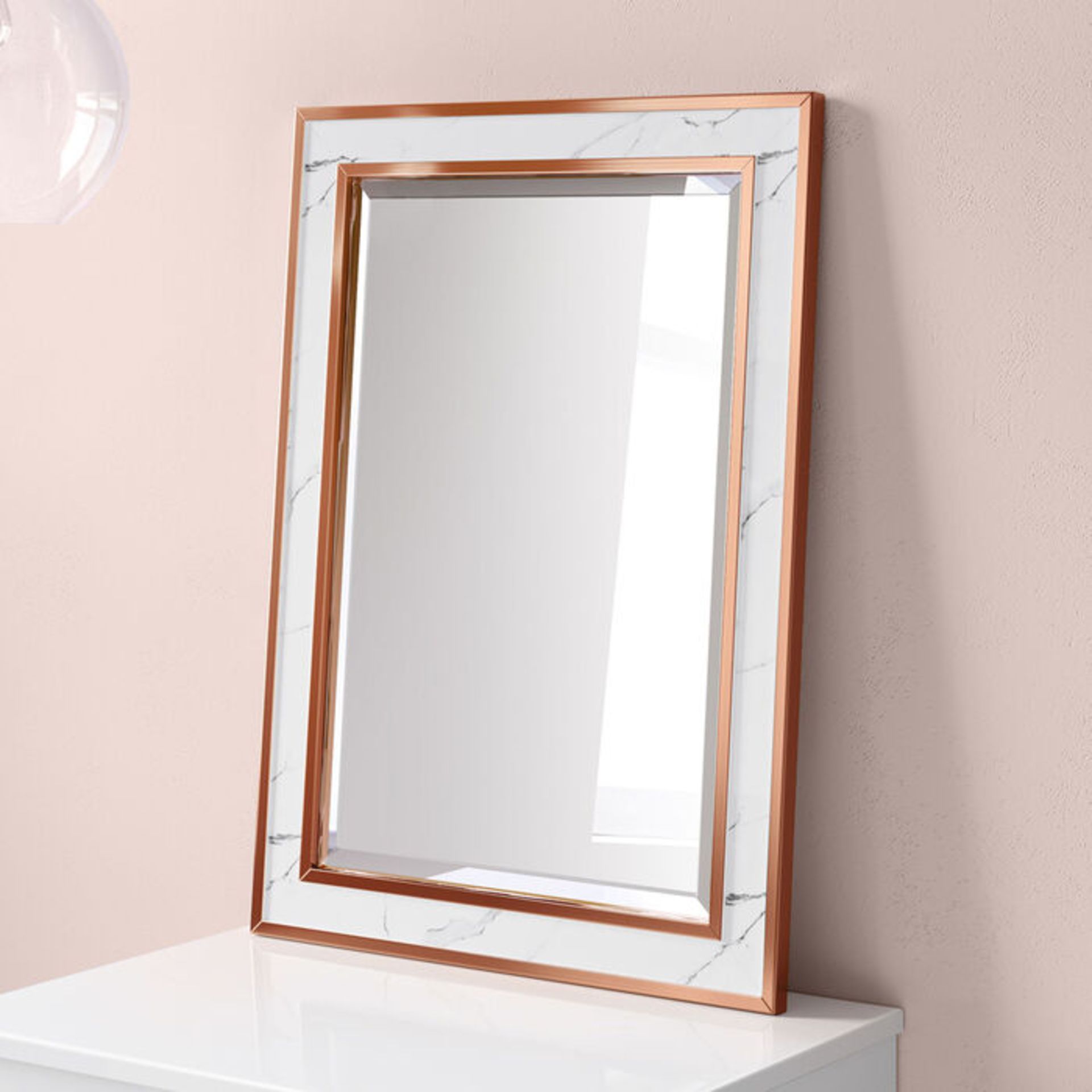 (Z34) 500x700mm Marble Copper Framed Mirror Manufactured from eco friendly recycled plastic W... - Image 2 of 4