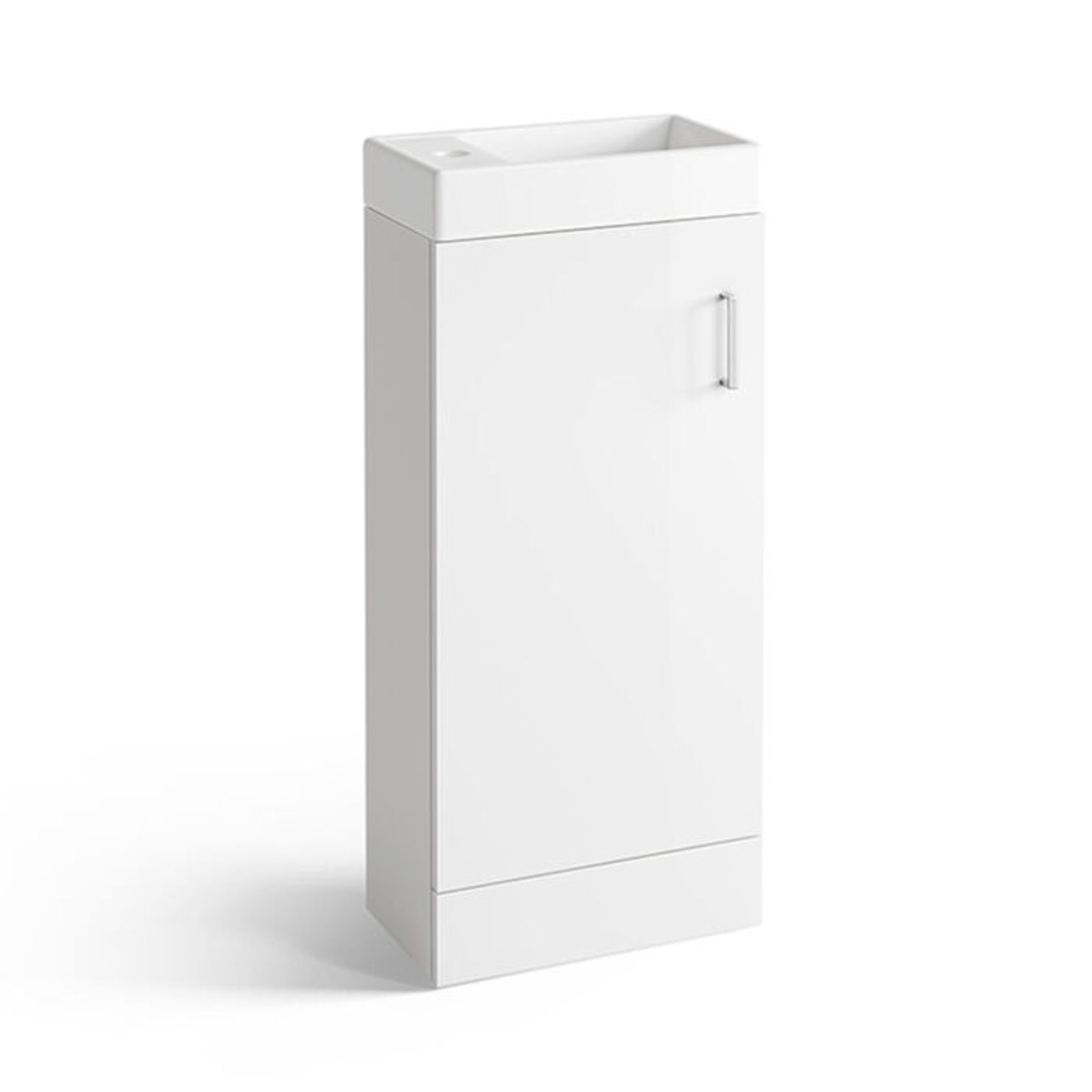 (Z29) 400mm White Slimline Freestanding Sink Unit. RRP £199.99. COMES COMPLETE WITH BASIN. St...