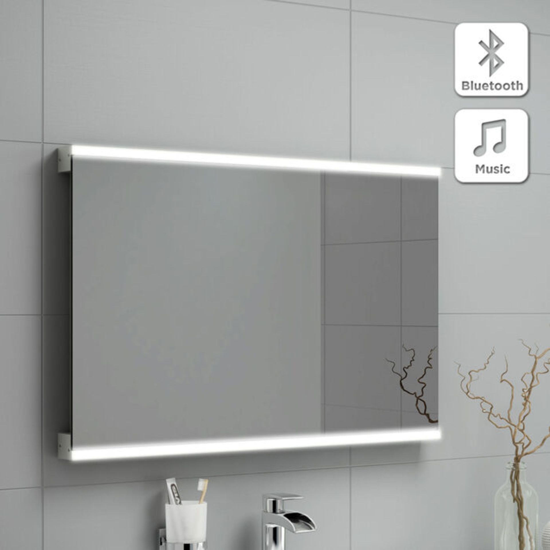 (TT33) 500x700mm Denver Illuminated LED Mirror - Bluetooth Speaker. RRP £399.99. Energy effici... - Image 2 of 6