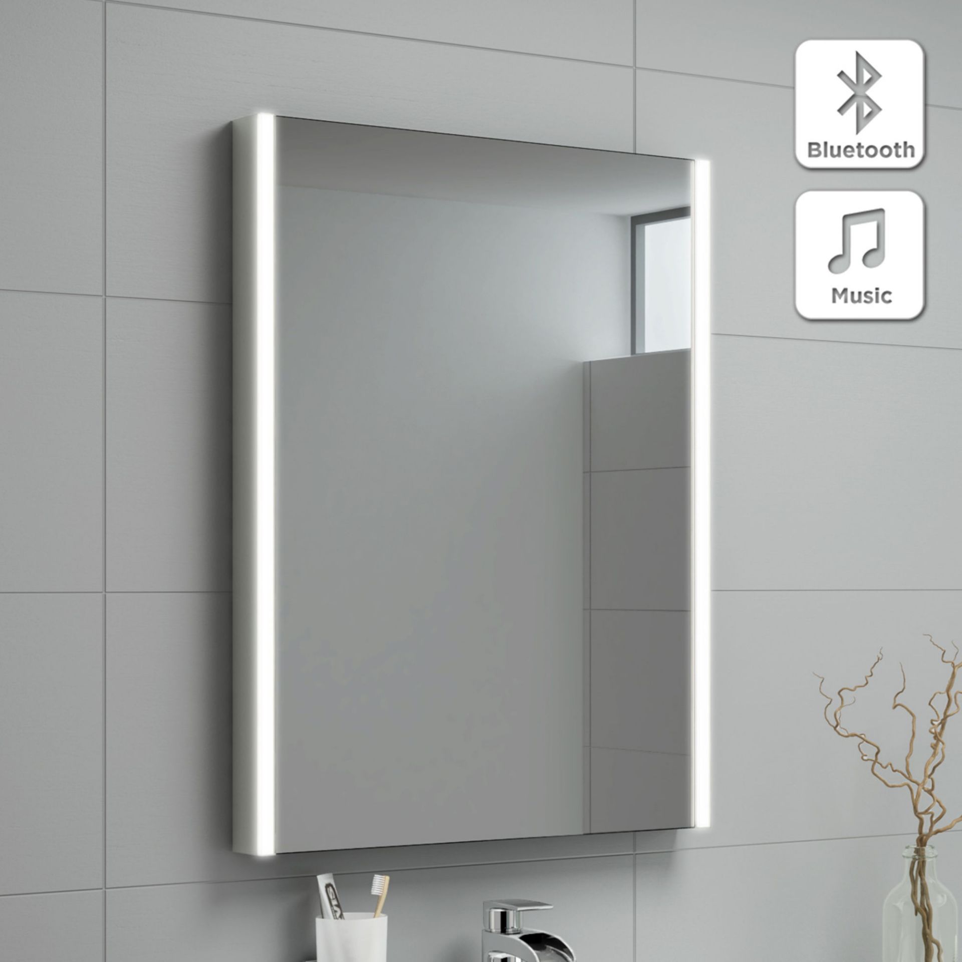 (TT33) 500x700mm Denver Illuminated LED Mirror - Bluetooth Speaker. RRP £399.99. Energy effici...