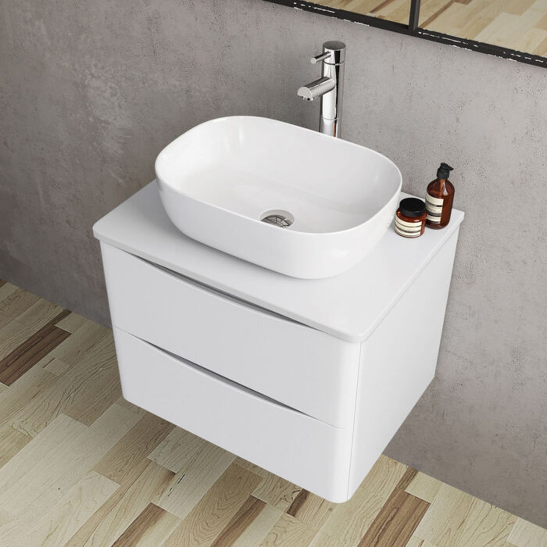 (TT30) 600mm Austin II Gloss White Countertop Unit and Colette Sink - Wall Hung. RRP £499.99. ... - Image 3 of 4