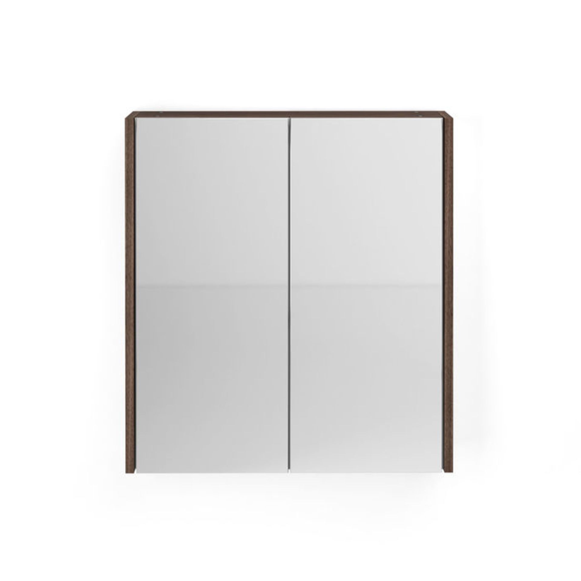 (TT32) 600mm Walnut Effect Double Door Mirror Cabinet. Sleek contemporary design Double door op... - Image 2 of 2