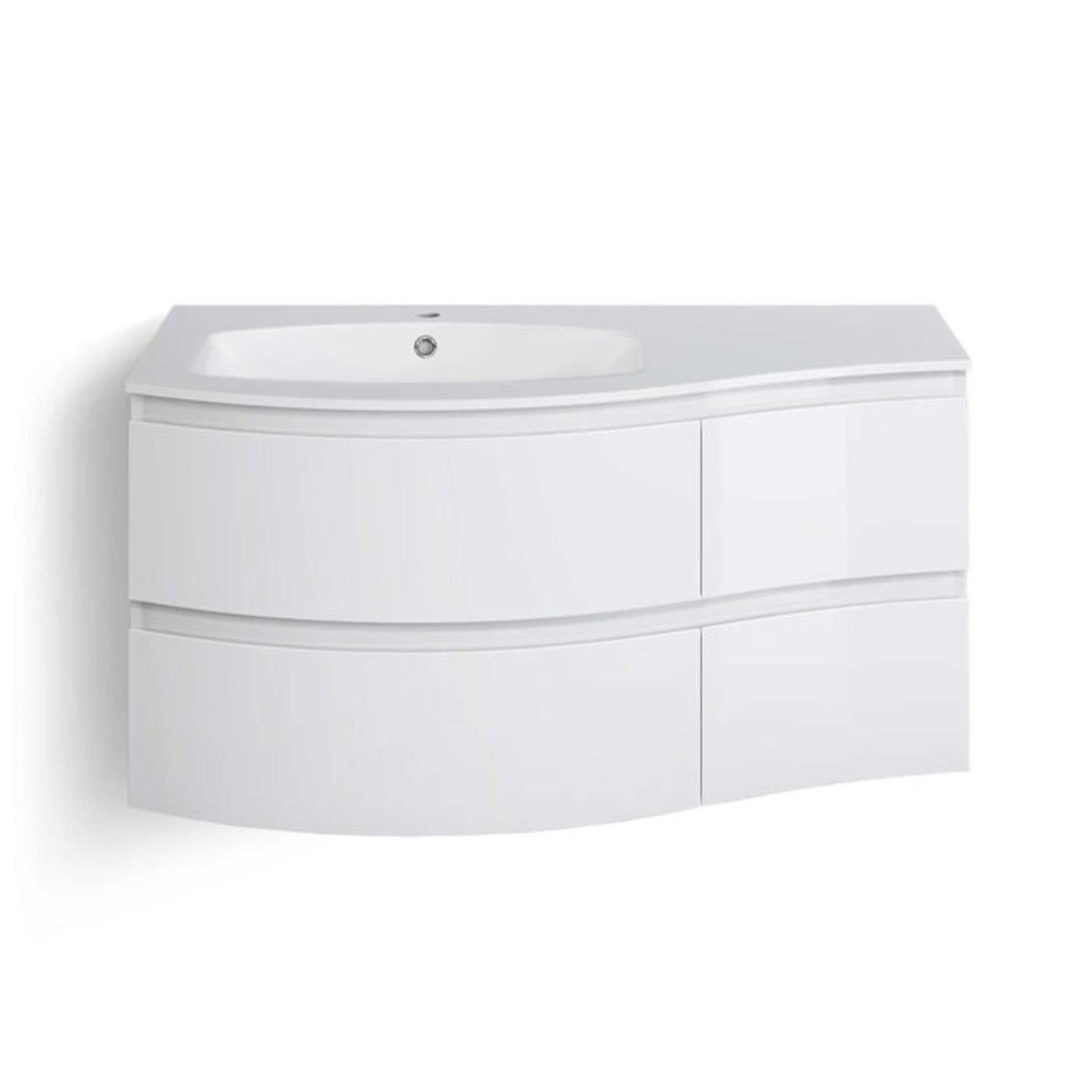 (TT4) 1040mm Amelie High Gloss White Curved Vanity Unit - Left Hand - Wall Hung. RRP £949.99. ... - Image 4 of 4