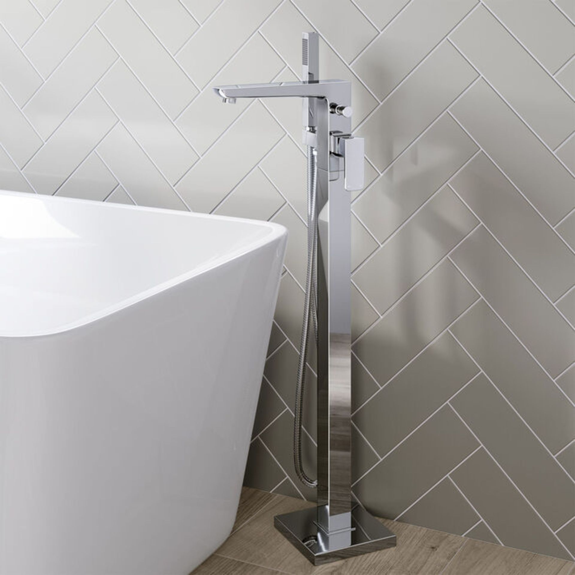(H12) Cube Chrome Freestanding Bath Tap with Hand Held Shower. RRP £519.99. We love this becau...