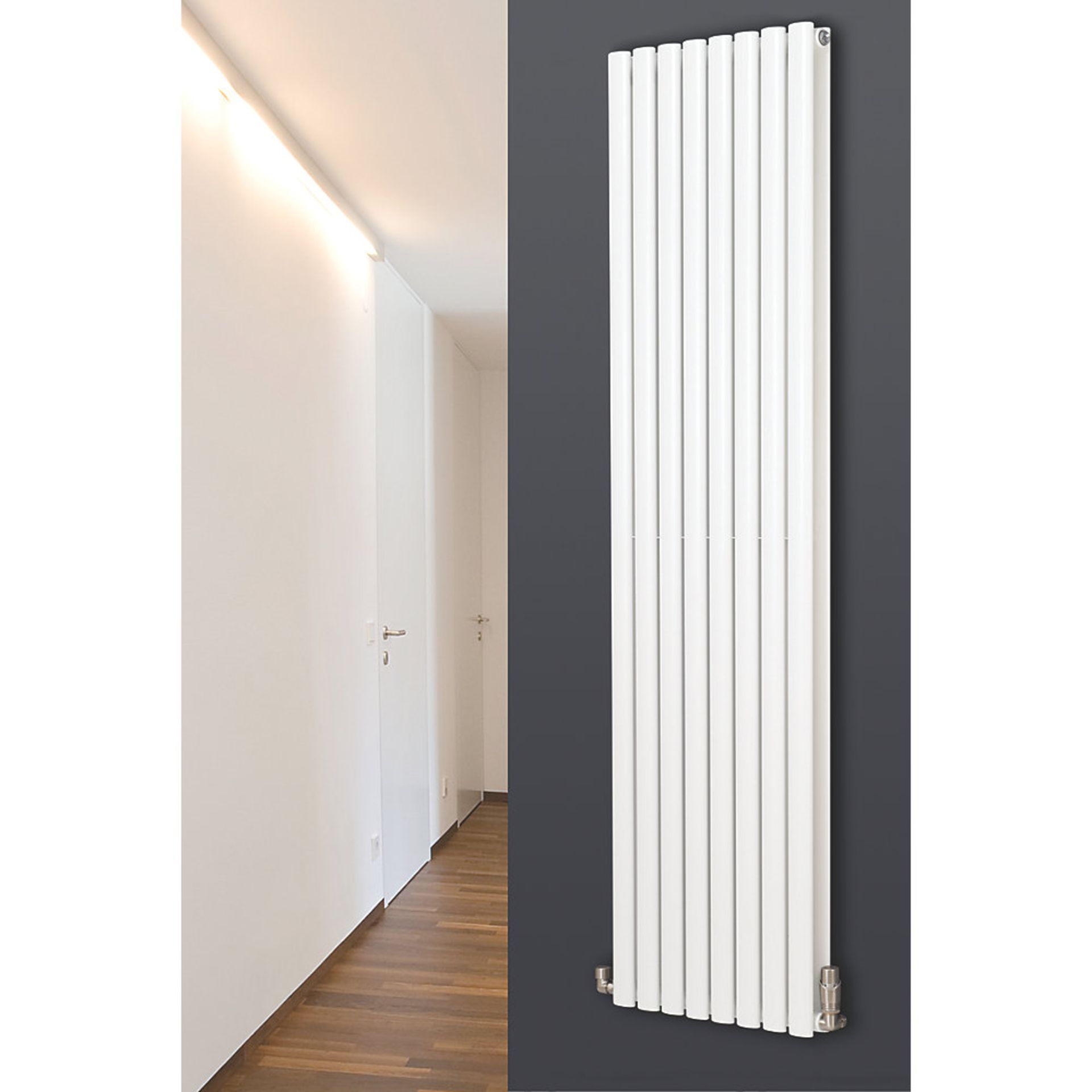 (J24) 1800x236mm Fortuna Duplex Designer Flat Panel Radiator White. Fortuna vertical radiators ...