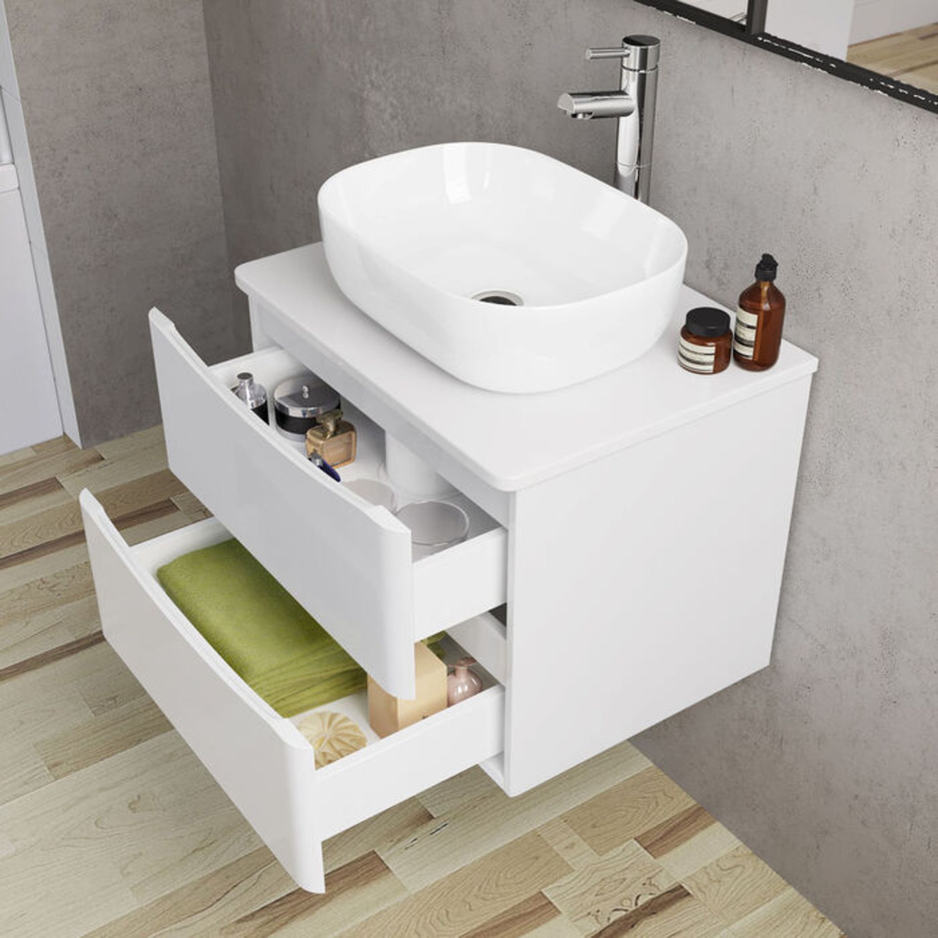 (TT30) 600mm Austin II Gloss White Countertop Unit and Colette Sink - Wall Hung. RRP £499.99. ... - Image 2 of 4