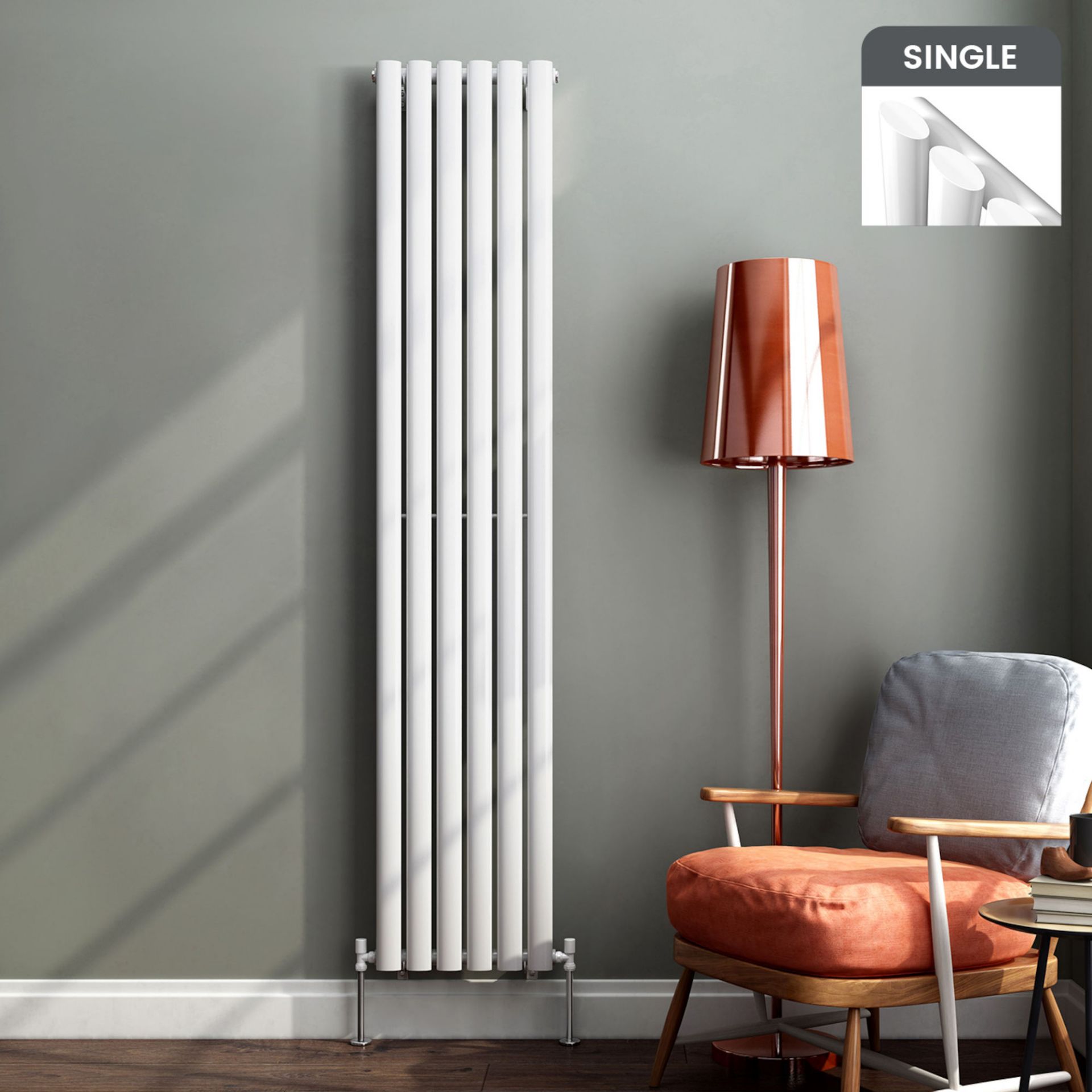 1800x360mm Gloss White Single Oval Tube Vertical Radiator. RRP £272.96. Made from high quality...