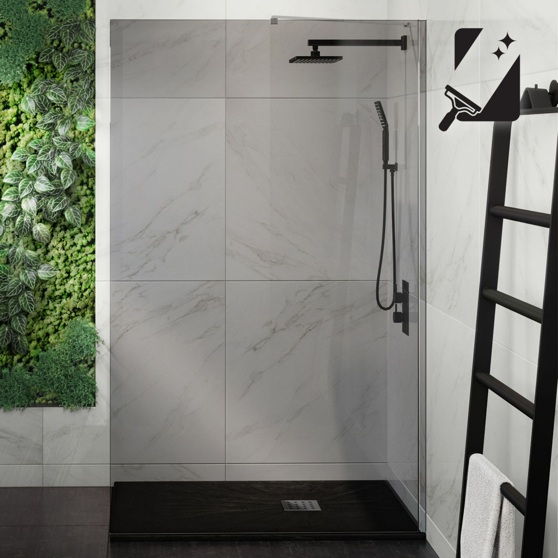 (AA15) 1200mm - 8mm Designer EasyClean Smoked Glass Wetroom Panel. RRP £499.99. Stylish smoke...