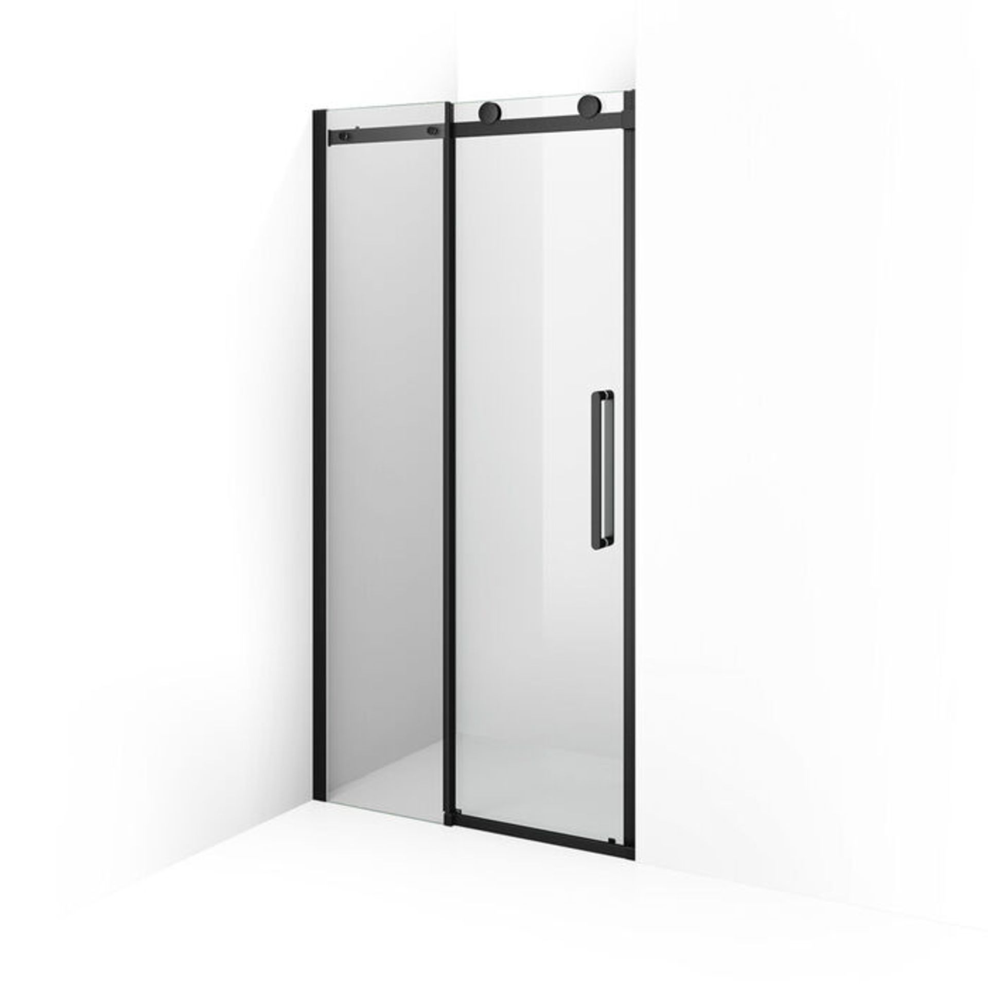 (AA6) 1000mm Black Frameless Sliding Shower Door. RRP £399.99. 8mm EasyClean glass - Our gla... - Image 4 of 4