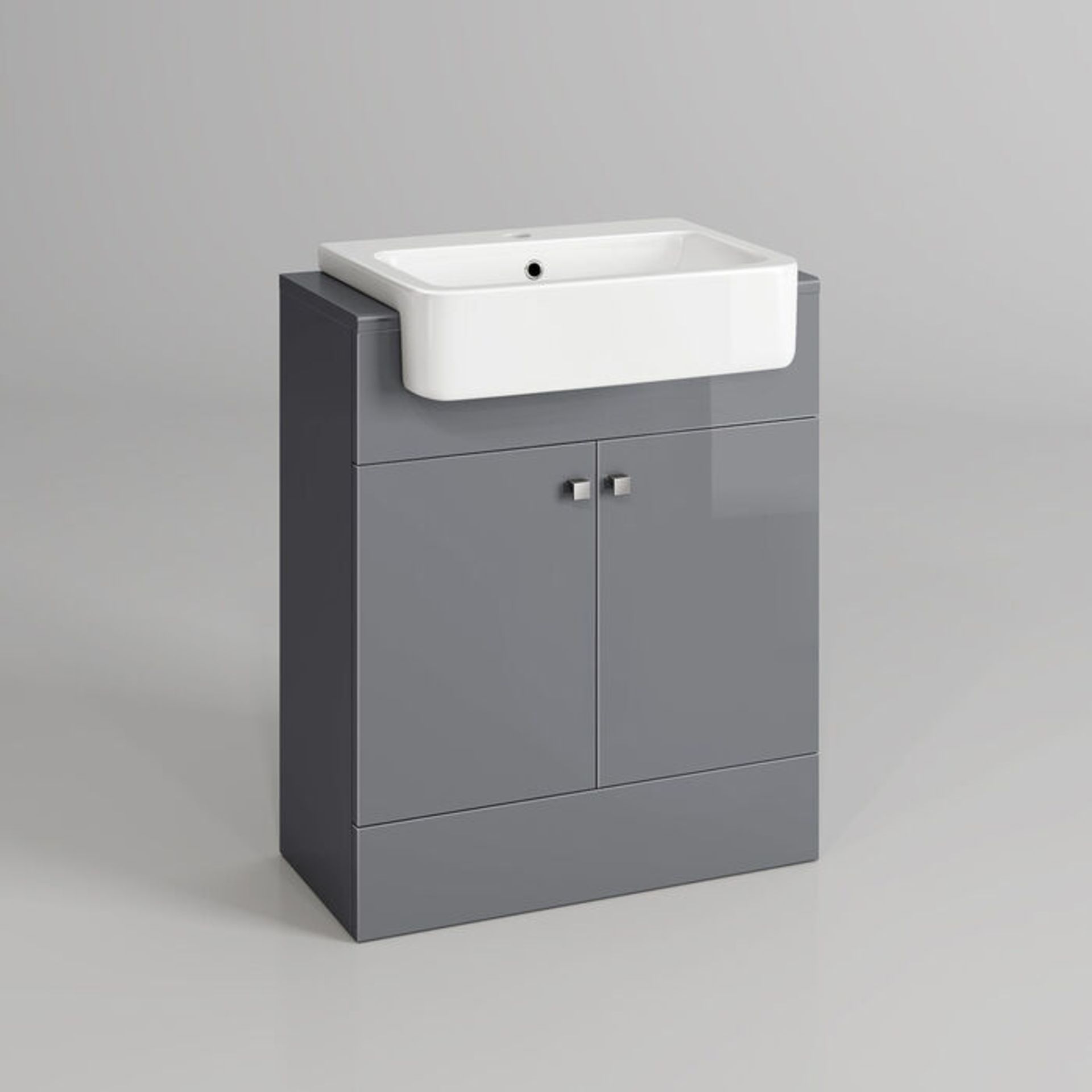 (AA27) 660mm Dayton Gloss Grey Sink Vanity Unit - Floor Standing. RRP £574.99. COMES COMPLETE ... - Image 4 of 5