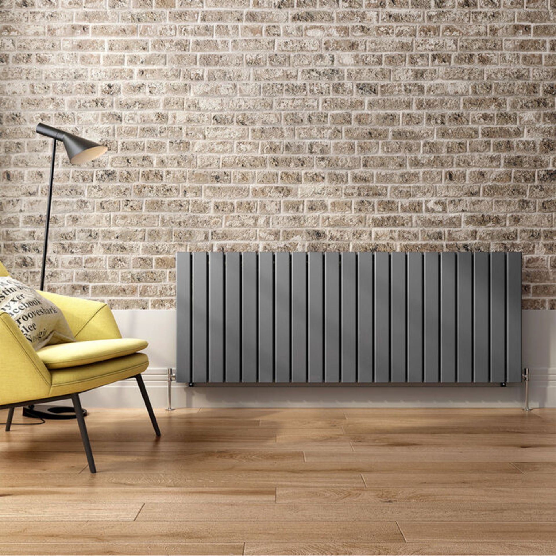 (AA54) 600x1212mm Anthracite Single Flat Panel Horizontal Radiator. RRP £414.99. Engineered un...