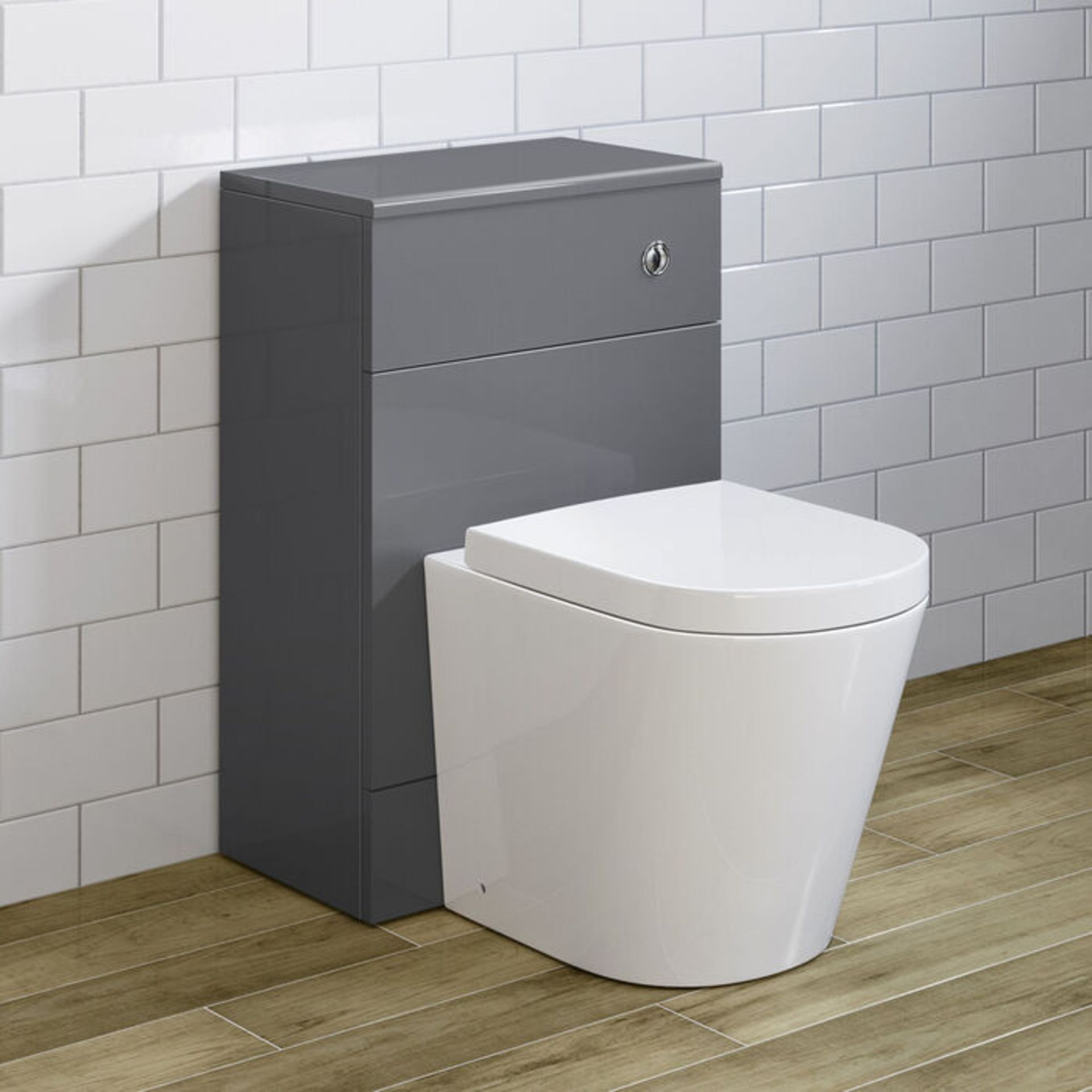 (AA33) 500mm Harper Gloss Grey Back To Wall Toilet Unit. RRP £234.99. Our discreet unit clever...