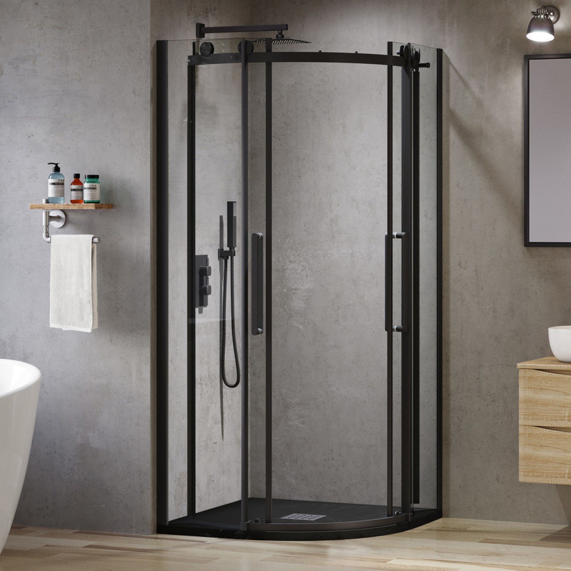 (AA36) 900x900mm - 8mm - Designer Black EasyClean Quadrant Shower Enclosure. RRP £599.99. Sty... - Image 4 of 4