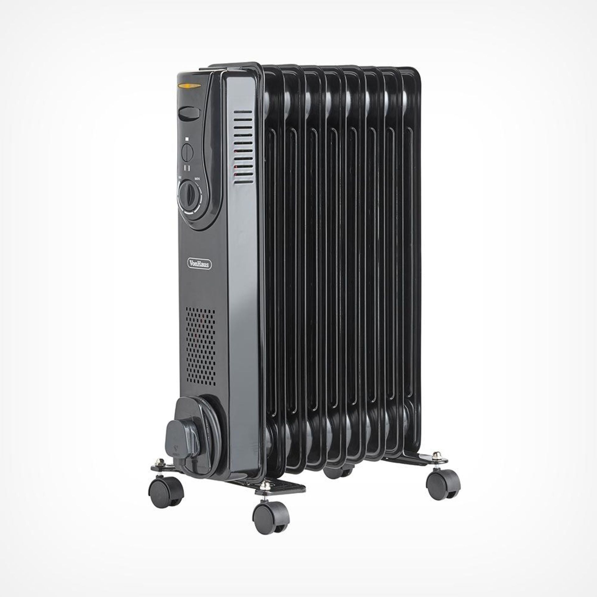 (CP107) 9 Fin 2000W Oil Filled Radiator - Black Powerful 2000W radiator with 9 oil-filled fins...