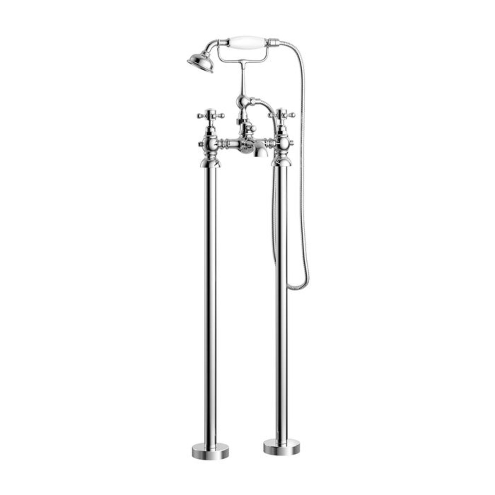 (AA7) Freestanding Traditional Cambridge Stand Pipe Bath Shower Taps. Freestanding feature cre... - Image 2 of 2