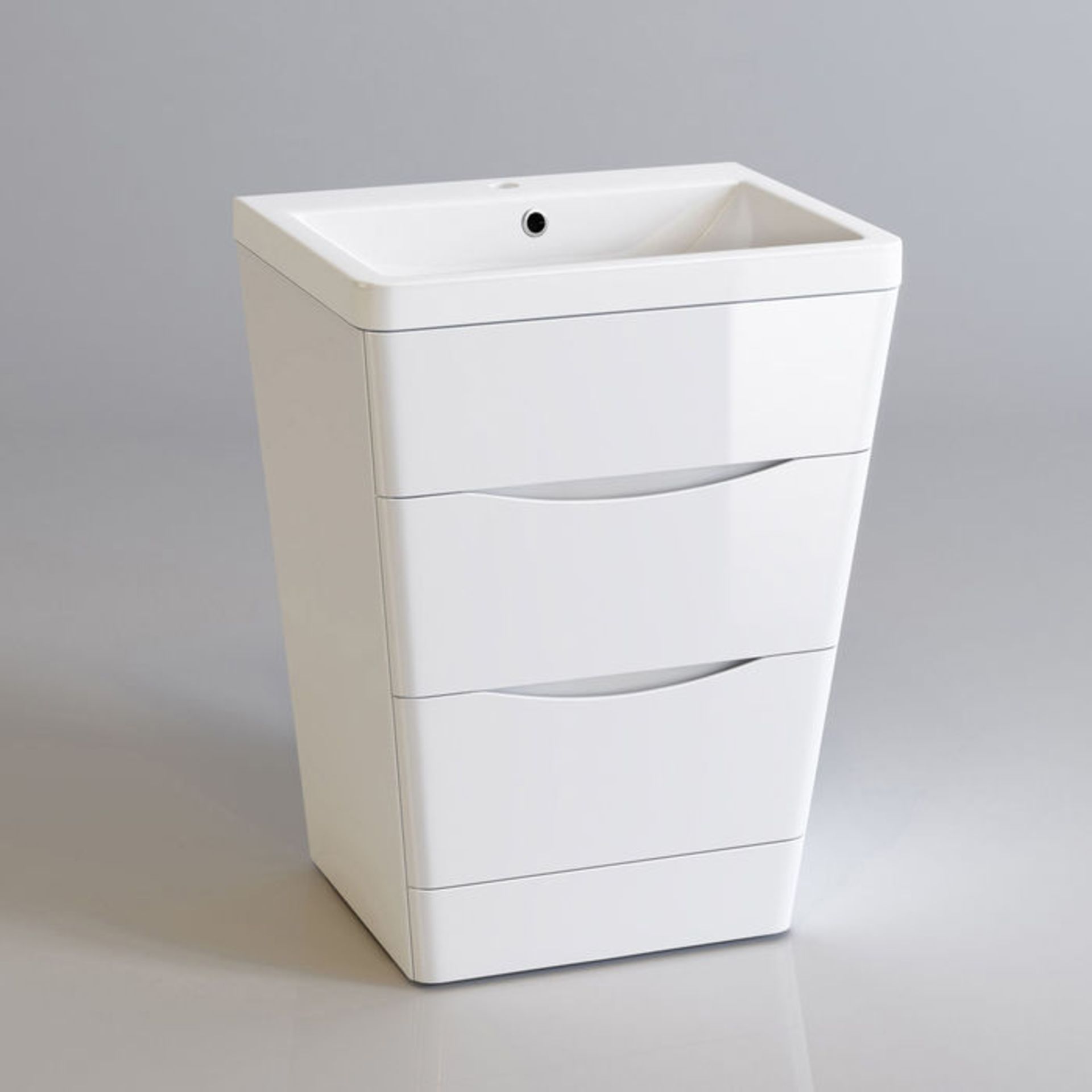 (CC27) 600mm Austin II Gloss White Built In Basin Drawer Unit - Floor Standing. RRP £499.99. ... - Image 3 of 4