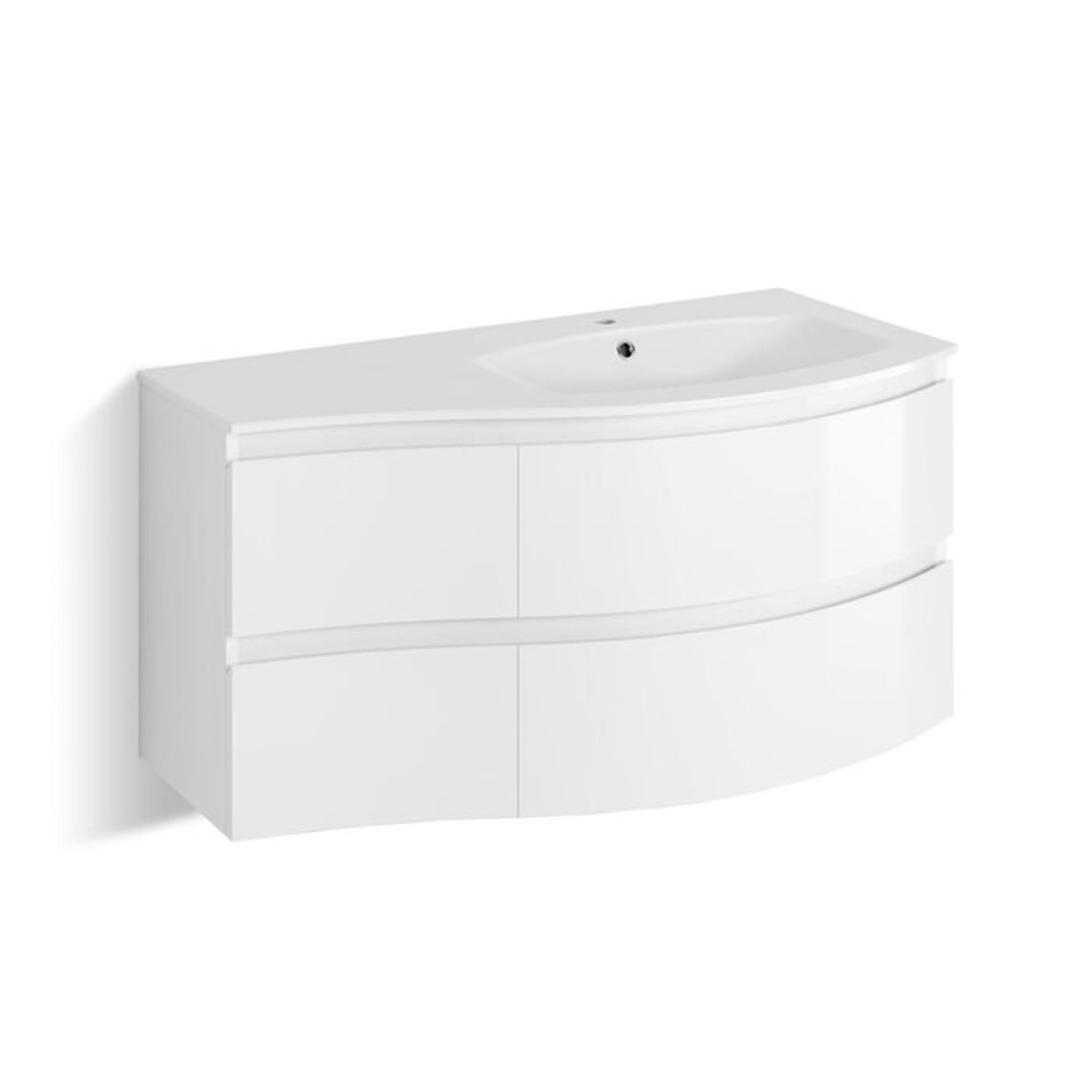 (CC26) 1040mm Amelie High Gloss White Curved Vanity Unit - Right Hand - Wall Hung. Clever wall... - Image 3 of 4