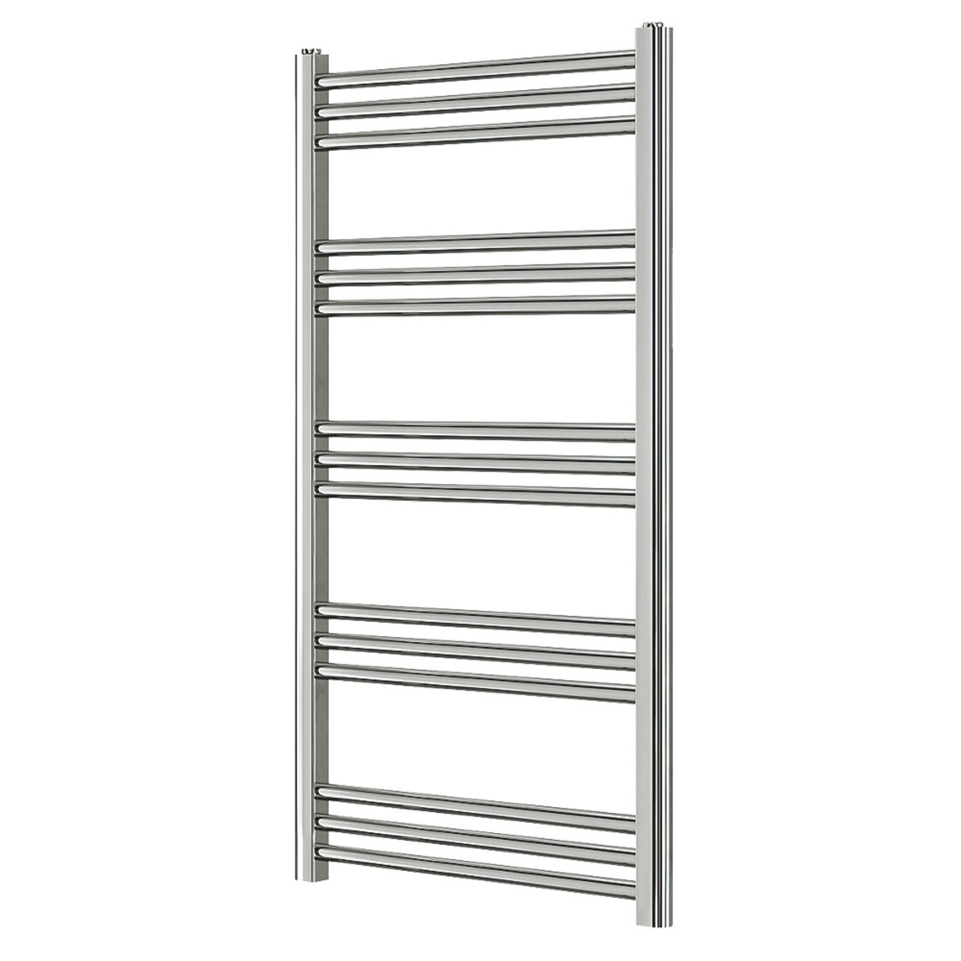 (QW116) 1100x500mm Chrome Heated Straight Rail Ladder Towel Radiator. RRP £156.99. This