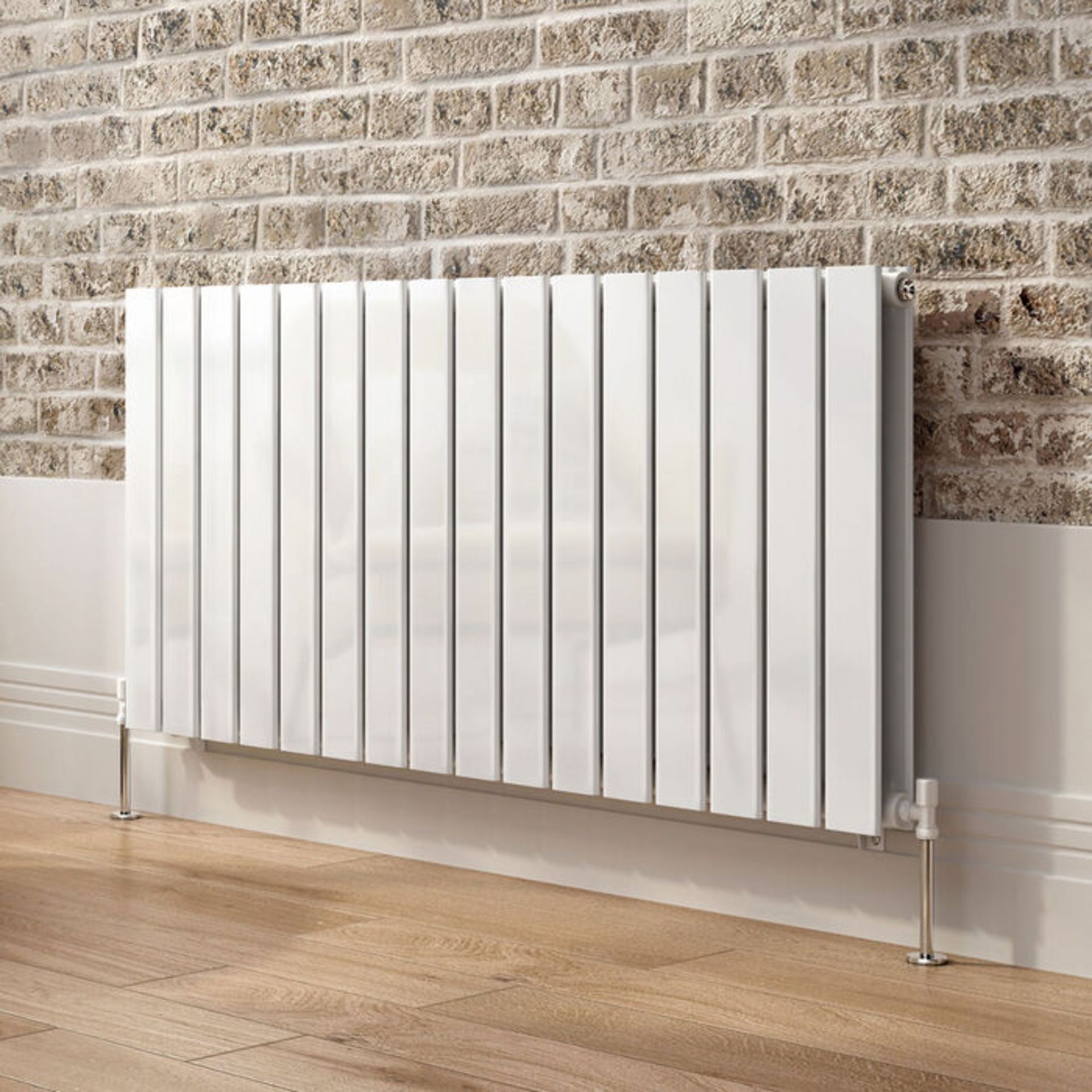 635x1020mm Gloss White Double Flat Panel Horizontal Radiator. RRP £694.99. Made with high qual... - Image 3 of 5