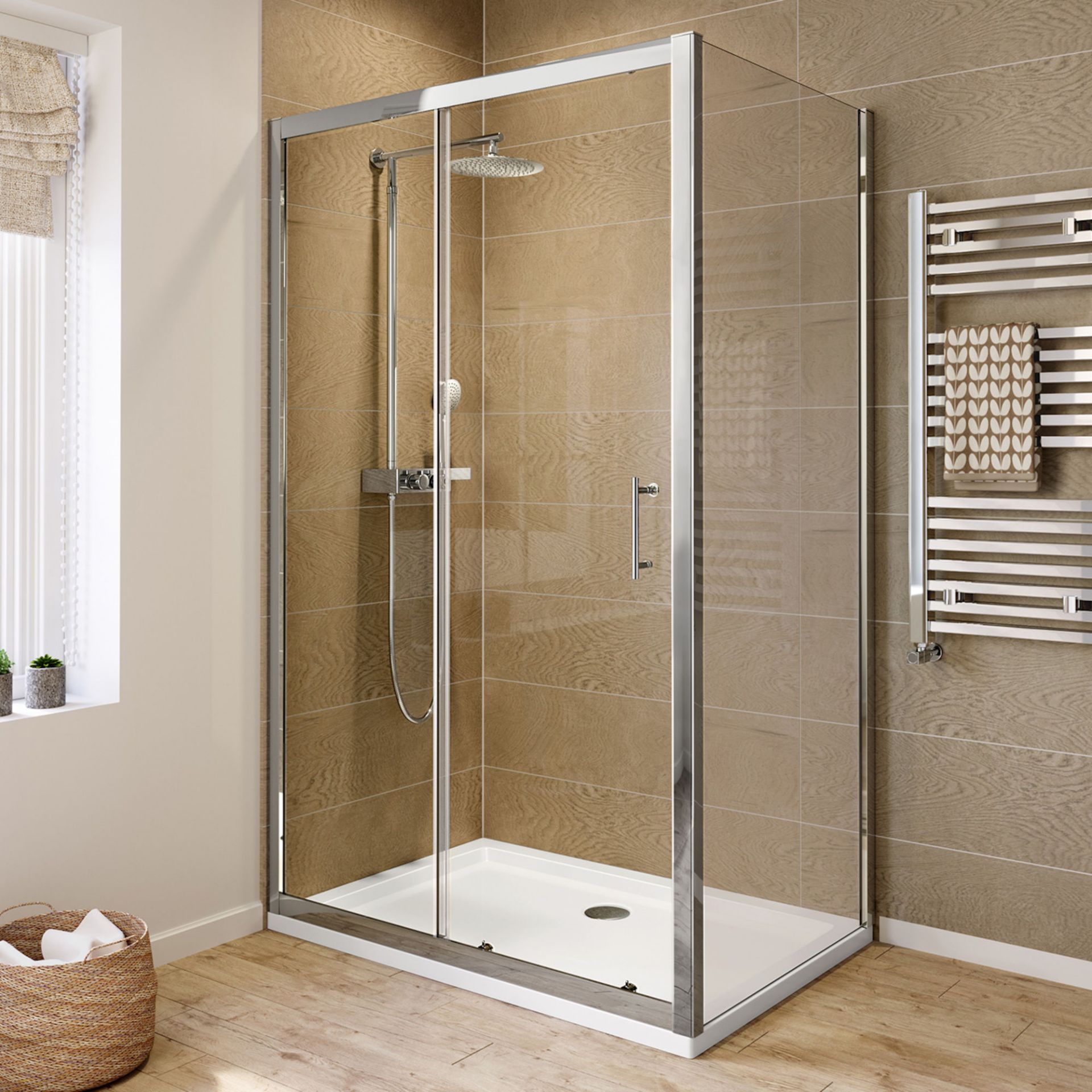 (AA86) 1400x800mm - 6mm - Elements Sliding Door Shower Enclosure. RRP £388.99. 6mm Safety Glas...
