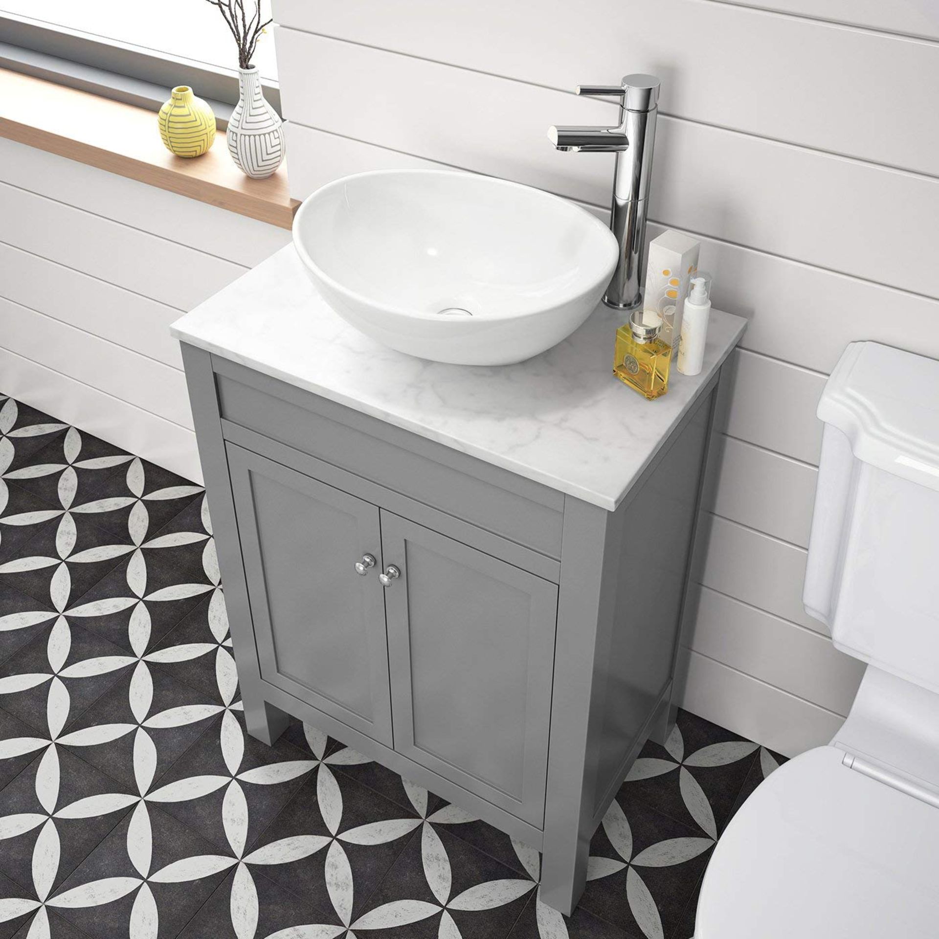 (CC6) 600mm Melbourne Earl Grey Stone Countertop Unit & Camila Sink - Floor Standing. RRP £549... - Image 4 of 4