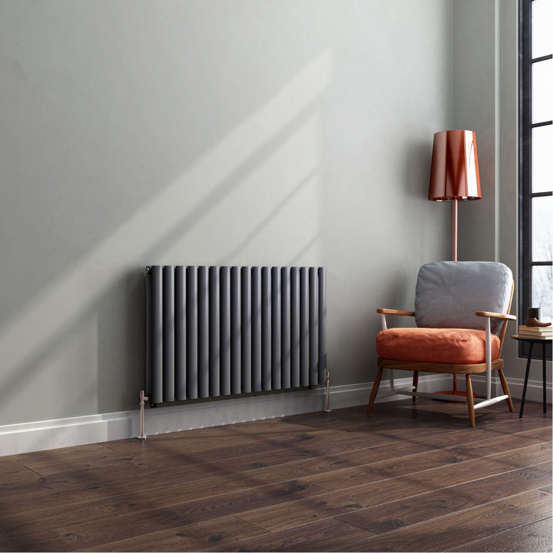 (CC10) 600x1020mm Anthracite Double Panel Oval Tube Horizontal Radiator. RRP £569.99. Made fro... - Image 2 of 3