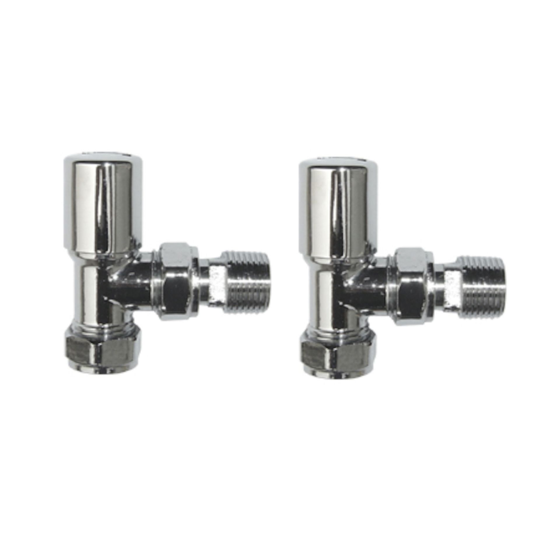 (TT184) Standard 15mm Connection Angled Chrome Radiator Valves Chrome Plated Solid Brass Angl... - Image 2 of 3