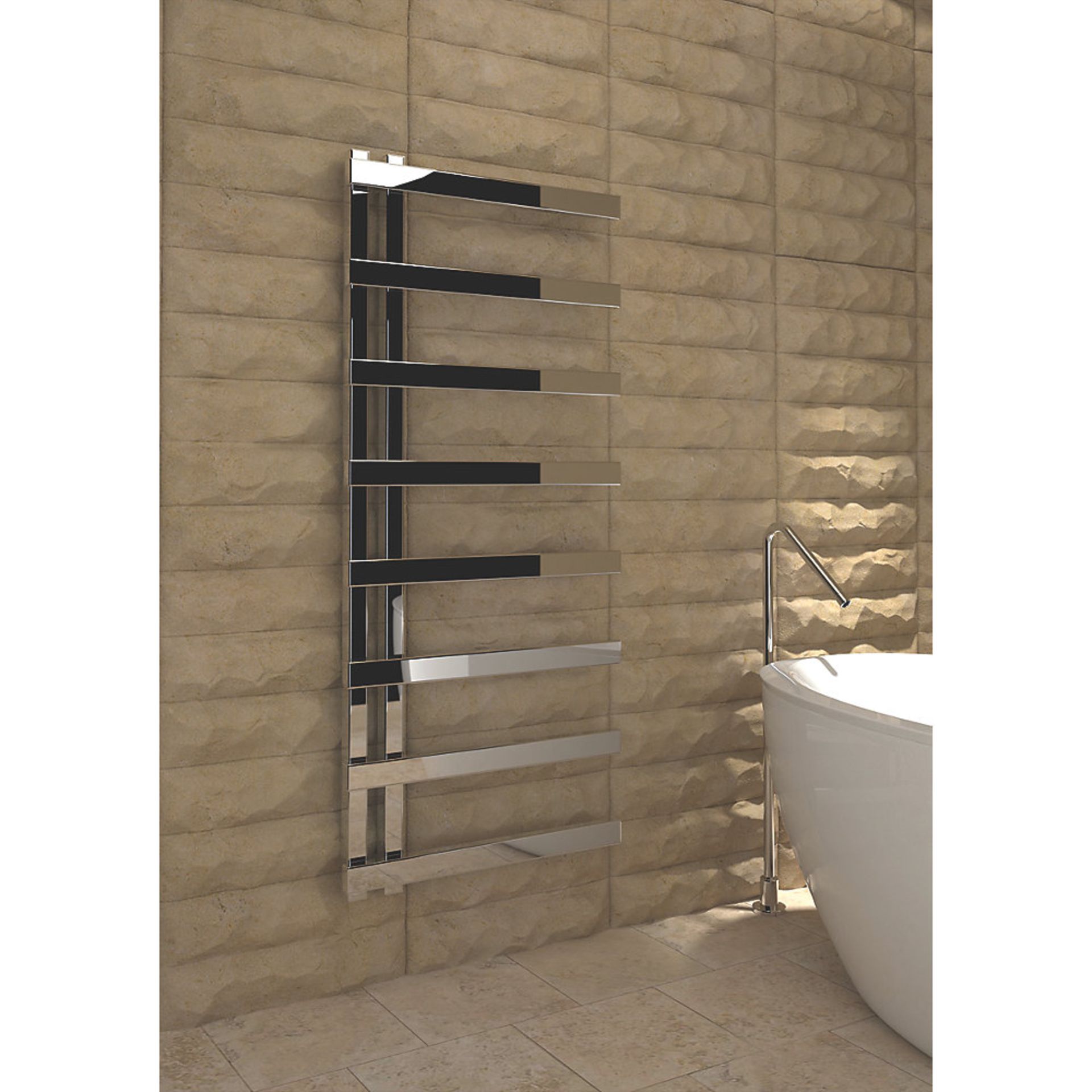 (QQ48) 1150x500mm ASTRILLO TOWEL RAIL CHROME. RRP £234.99. Flat profile designer towel radi...