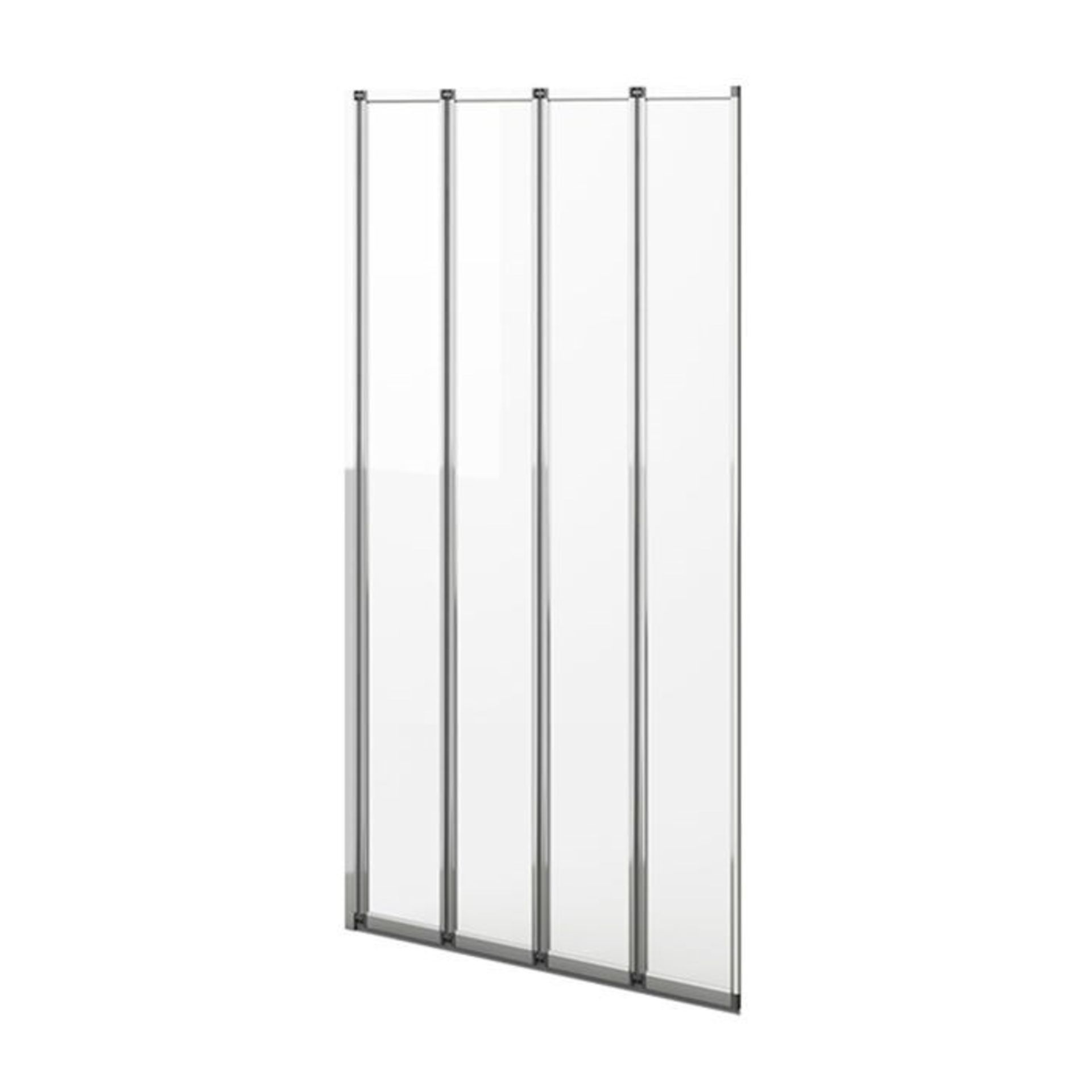 (QQ38) 800mm 4 Panel Folding Bath Shower Screen. RRP £196.00.Four folding panels 4mm tempered...