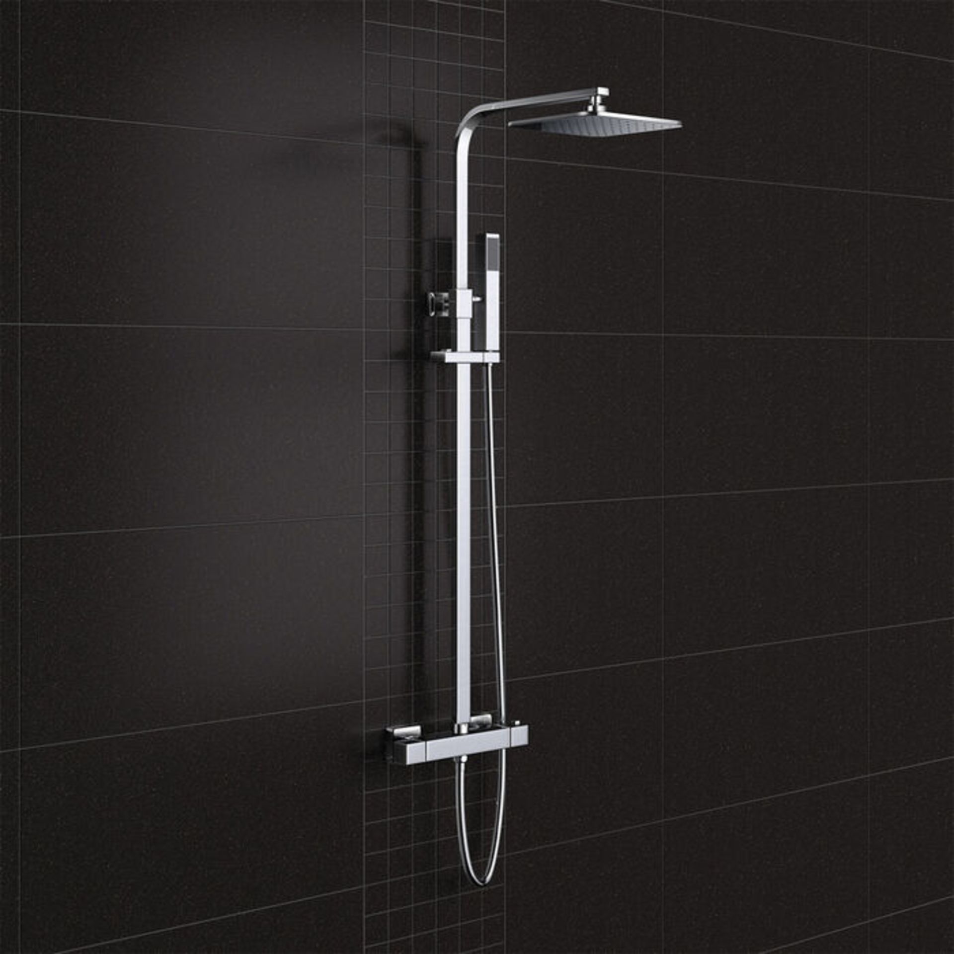 (QQ63) Slimline Thermostatic Rain Shower Set Chrome Square 200 mm With Hand Shower. RRP £363.9... - Image 2 of 3