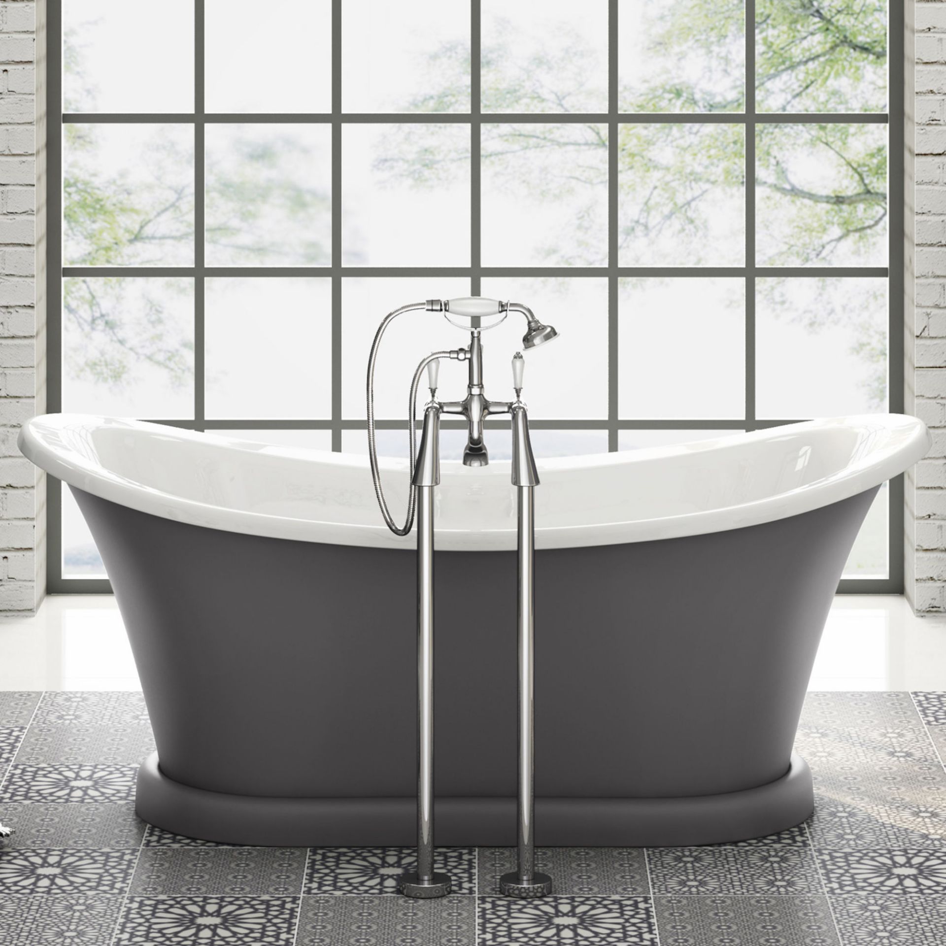 (QQ10) Freestanding Traditional Regal Stand Pipe Bath Shower Taps. RRP £499.99. Freestanding f...