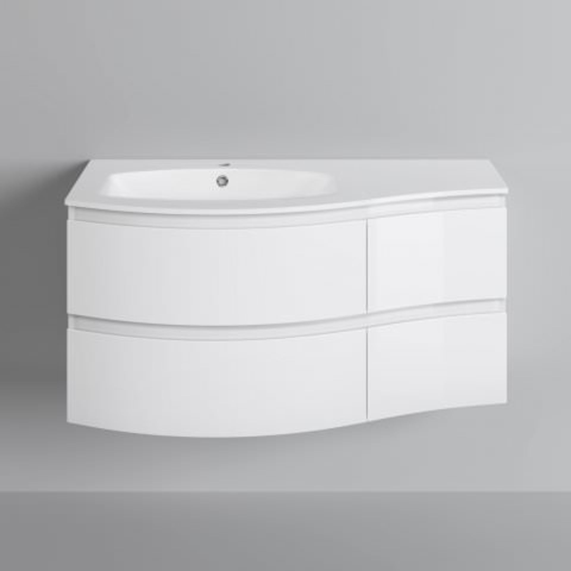 (QQ2) 1040mm Amelie High Gloss White Curved Vanity Unit - Left Hand - Wall Hung. RRP £1,199. C... - Image 6 of 6