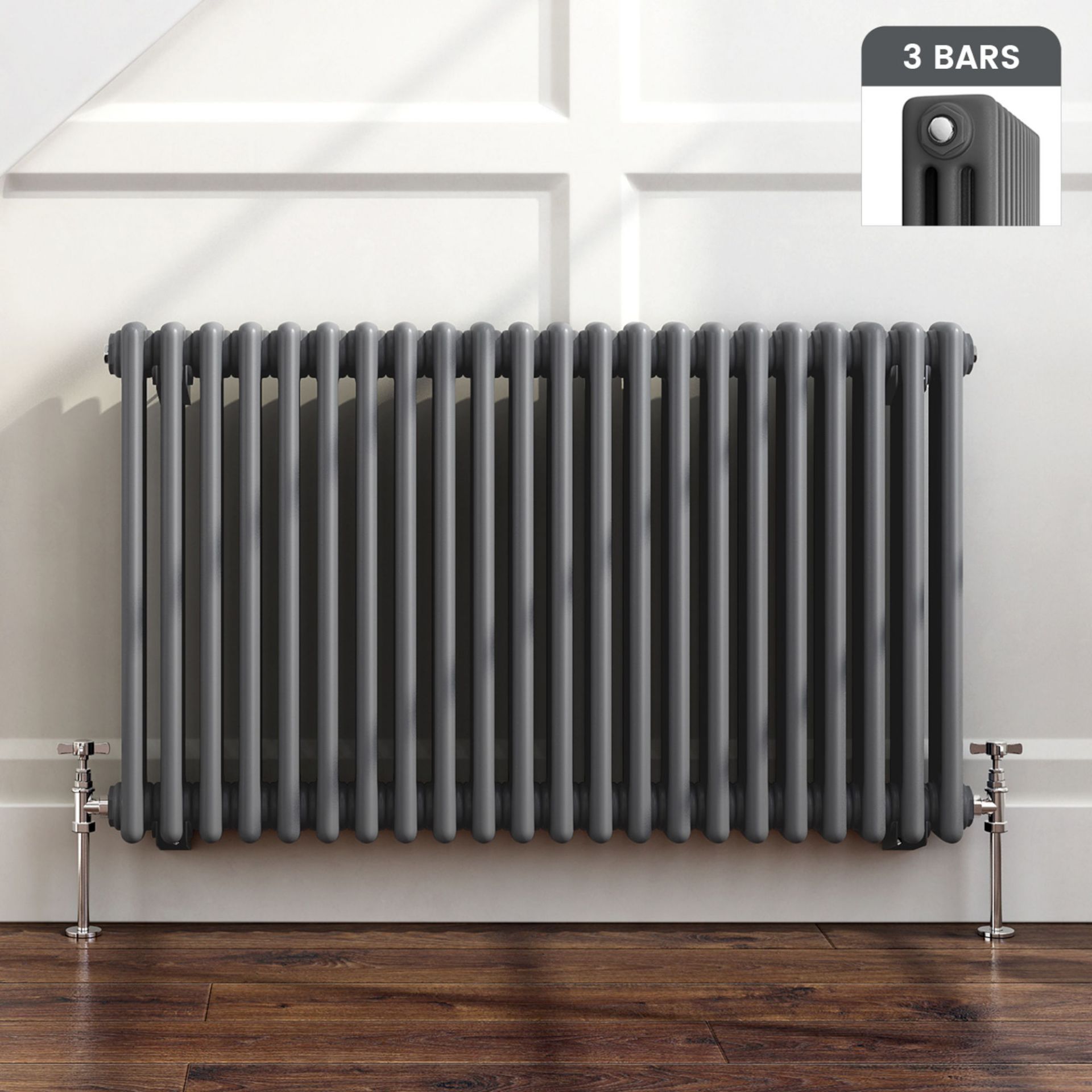 (QQ16) 600x1000mm Anthracite Triple Panel Horizontal Colosseum Traditional Radiator. RRP £536....