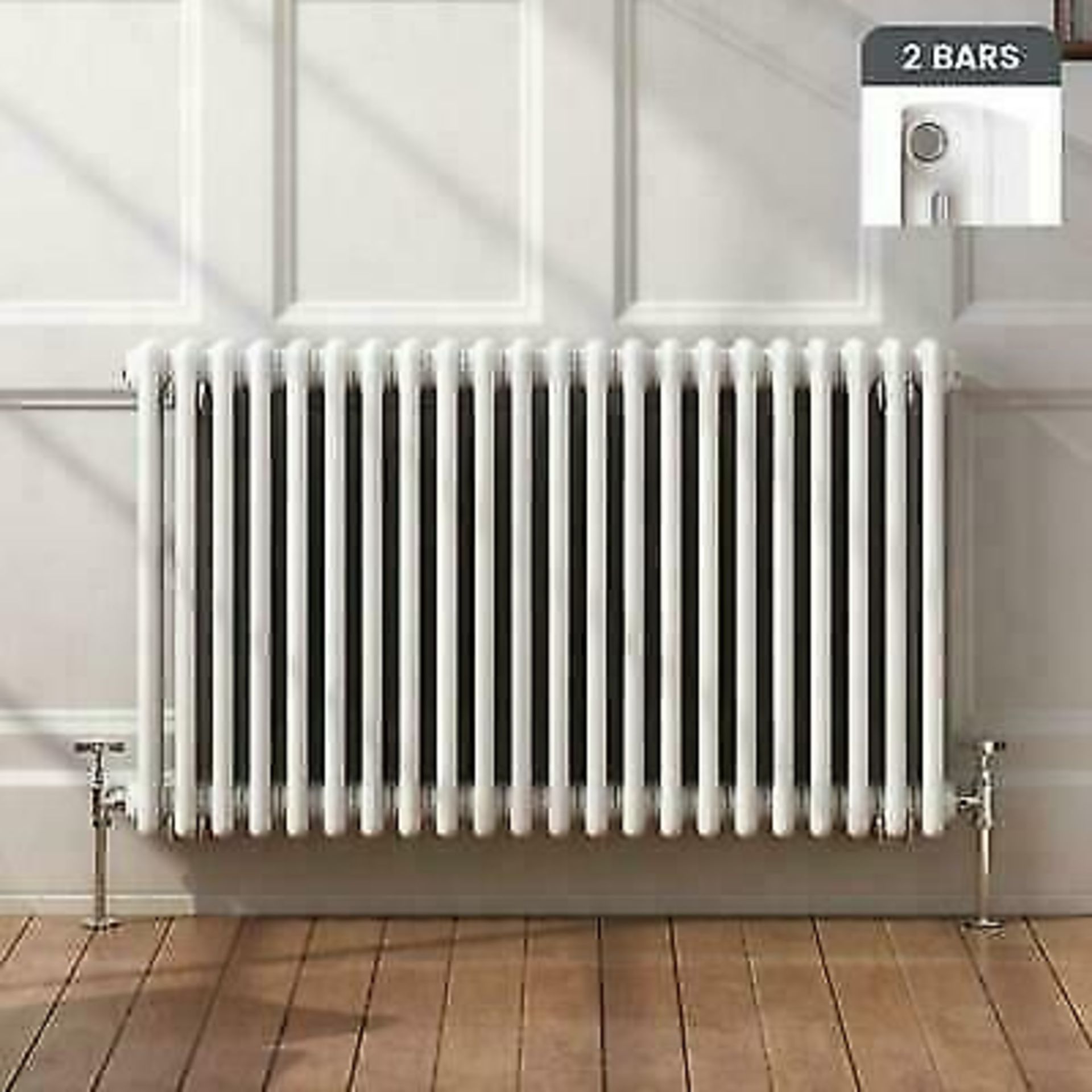 (QQ47) 600x1226mm White Double Panel Horizontal Colosseum Traditional Radiator. RRP £573.99. ...