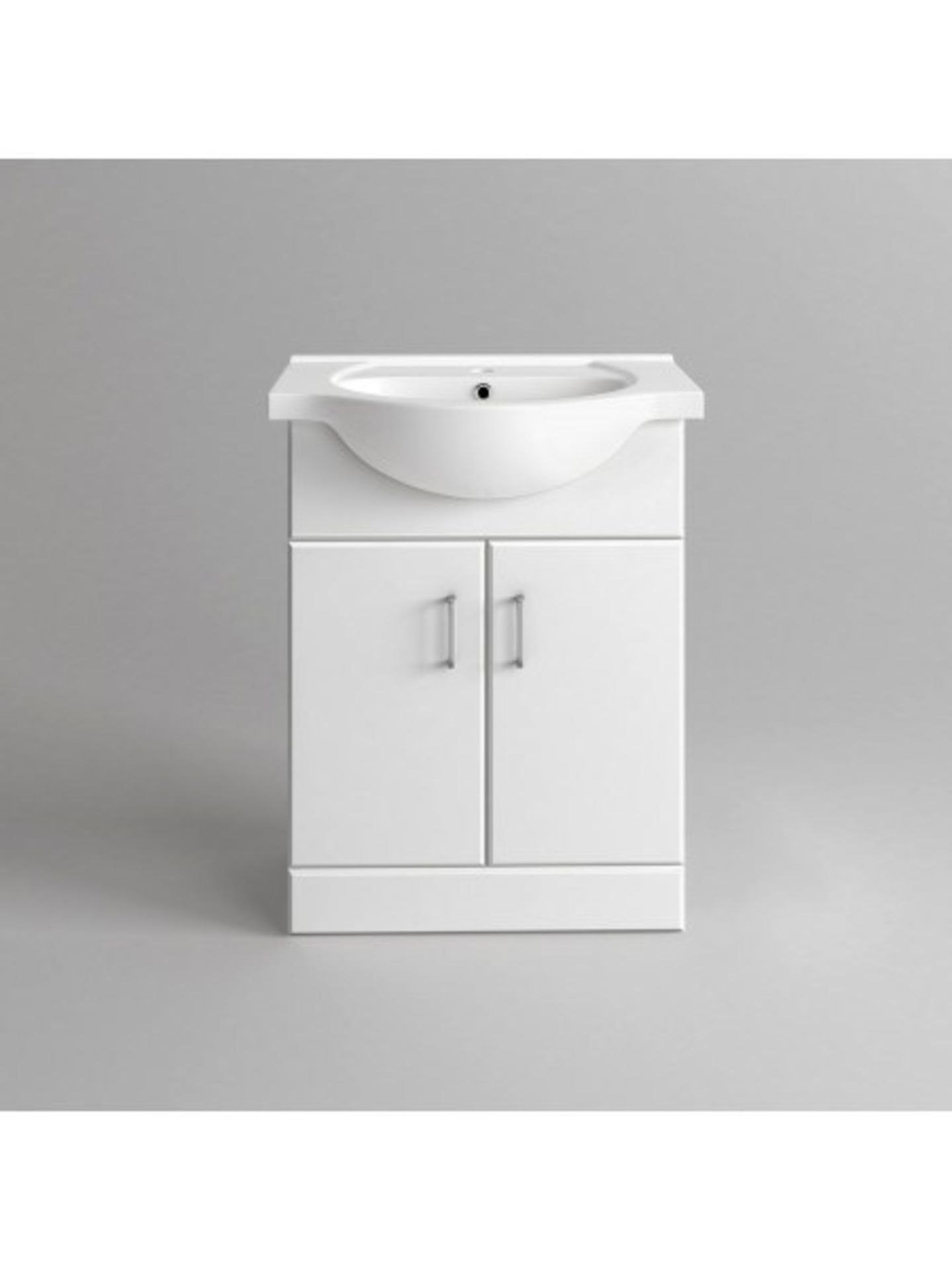 (Z178) 650MM QUARTZ GLOSS WHITE BUILT IN BASIN CABINET. RRP £399.99.Comes complete with basin... - Bild 2 aus 2