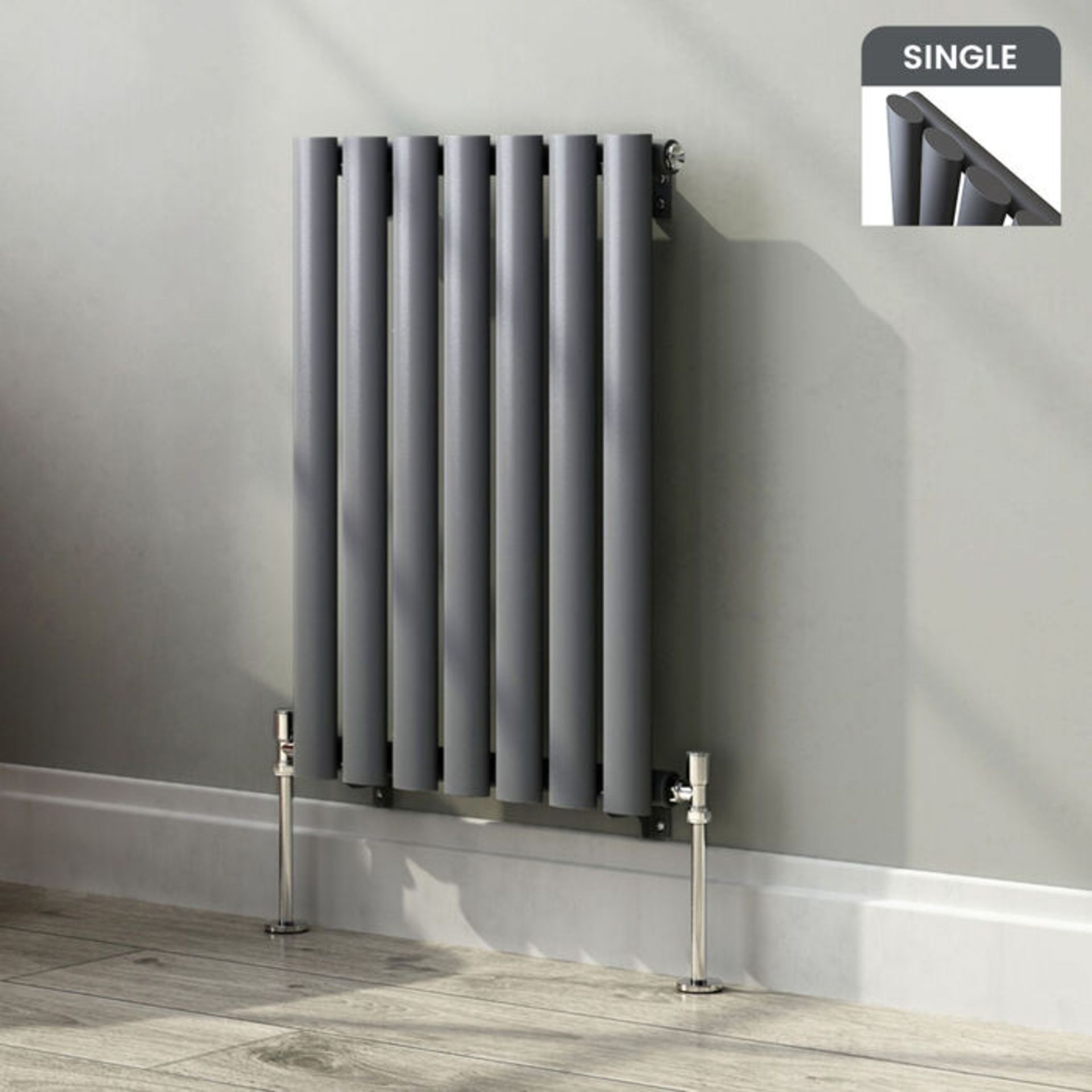 (QQ20) 600x420mm Anthracite Single Panel Horizontal Oval Radiator. RRP £379.99. Made from high...