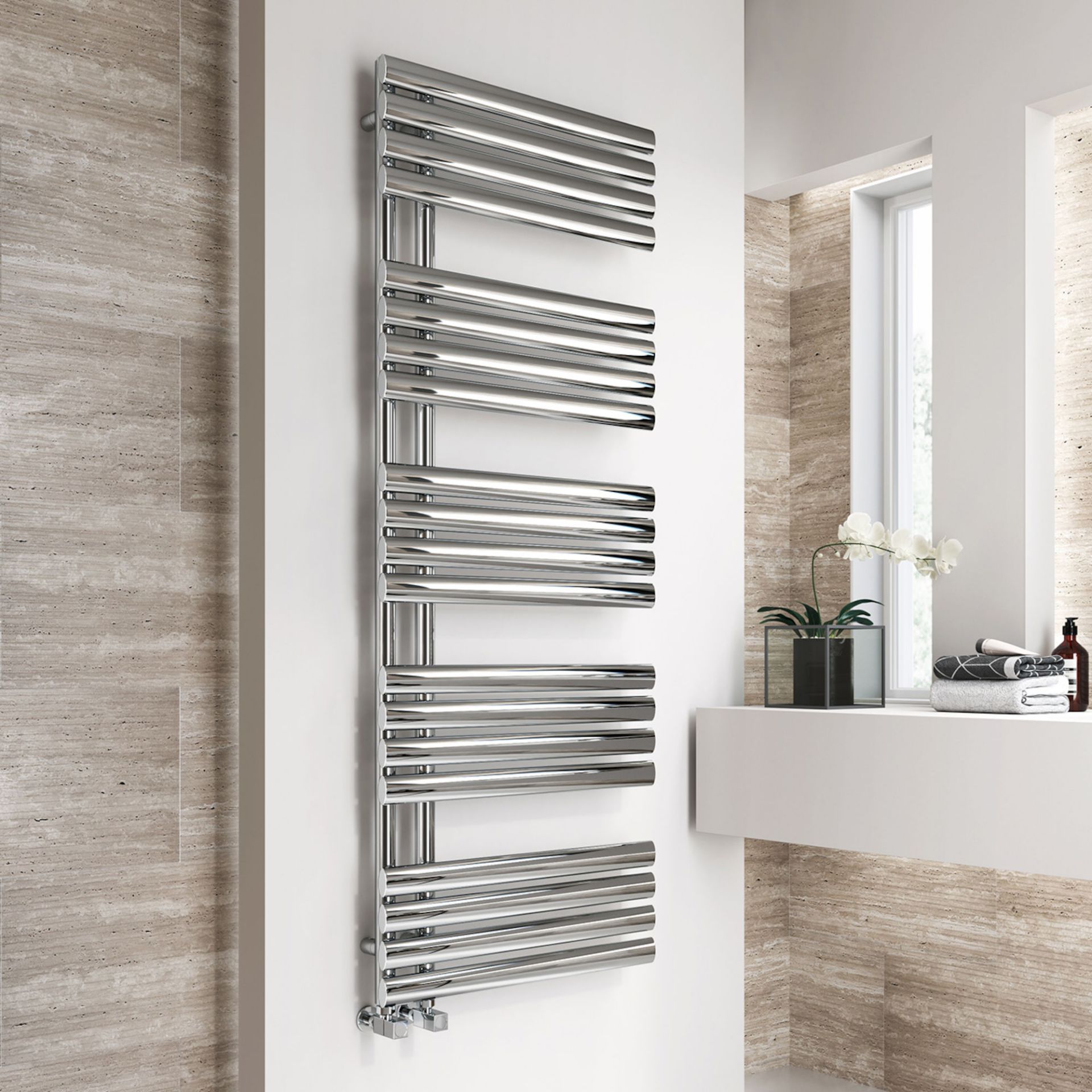 (QQ12) 1600x600mm Santhe Nonia Chrome Towel Rail. RRP £489.99. Made from high-quality low-carb...