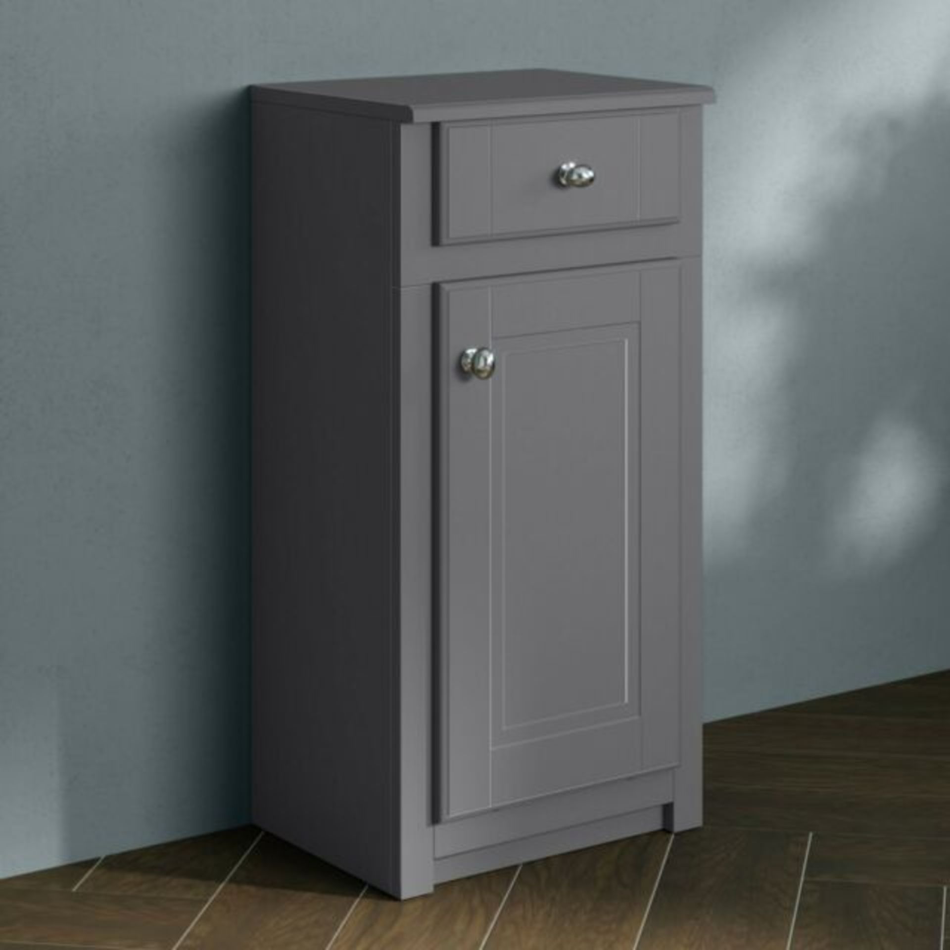 (TT74) 400mm Cambridge Midnight Grey Floor standing Side storage Cabinet. RRP £399.99. This ex...