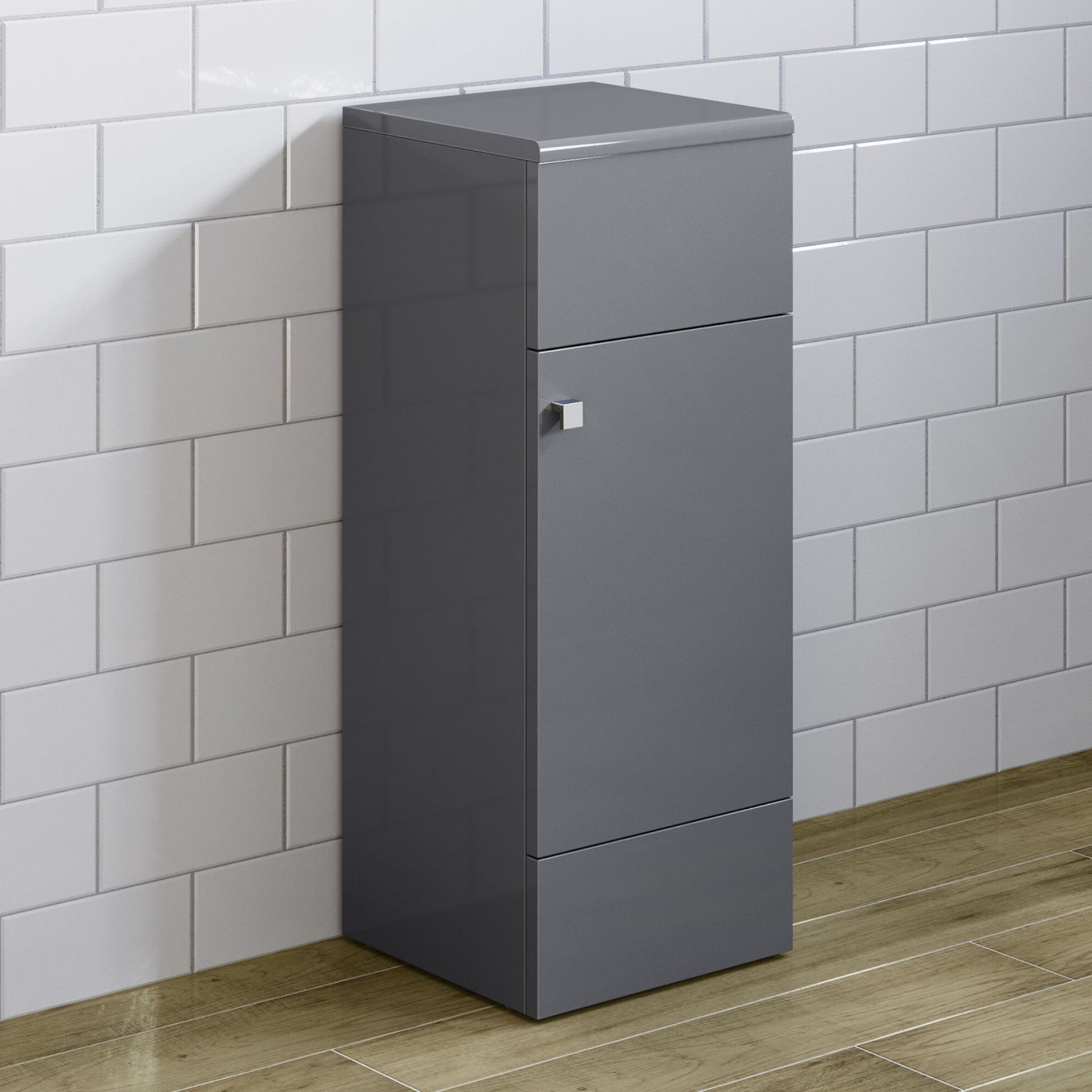 (AA78) 300mm Dayton Gloss Grey Small Side Cabinet Unit. RRP £209.99. Our compact unit offers t...