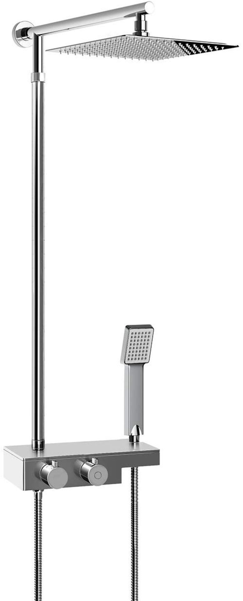 (TT199) Square Thermostatic Bar Mixer Shower Set Valve with Shelf 10" Head + Handset. RRP £349... - Image 3 of 3