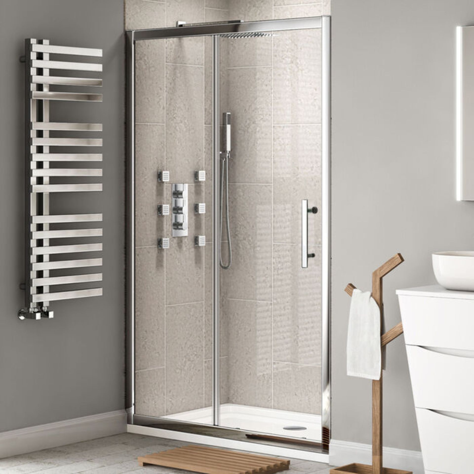 (QQ37) 1100mm - 8mm - Designer EasyClean Sliding Shower Door. RRP £429.99. 8mm EasyClean glass... - Bild 2 aus 4