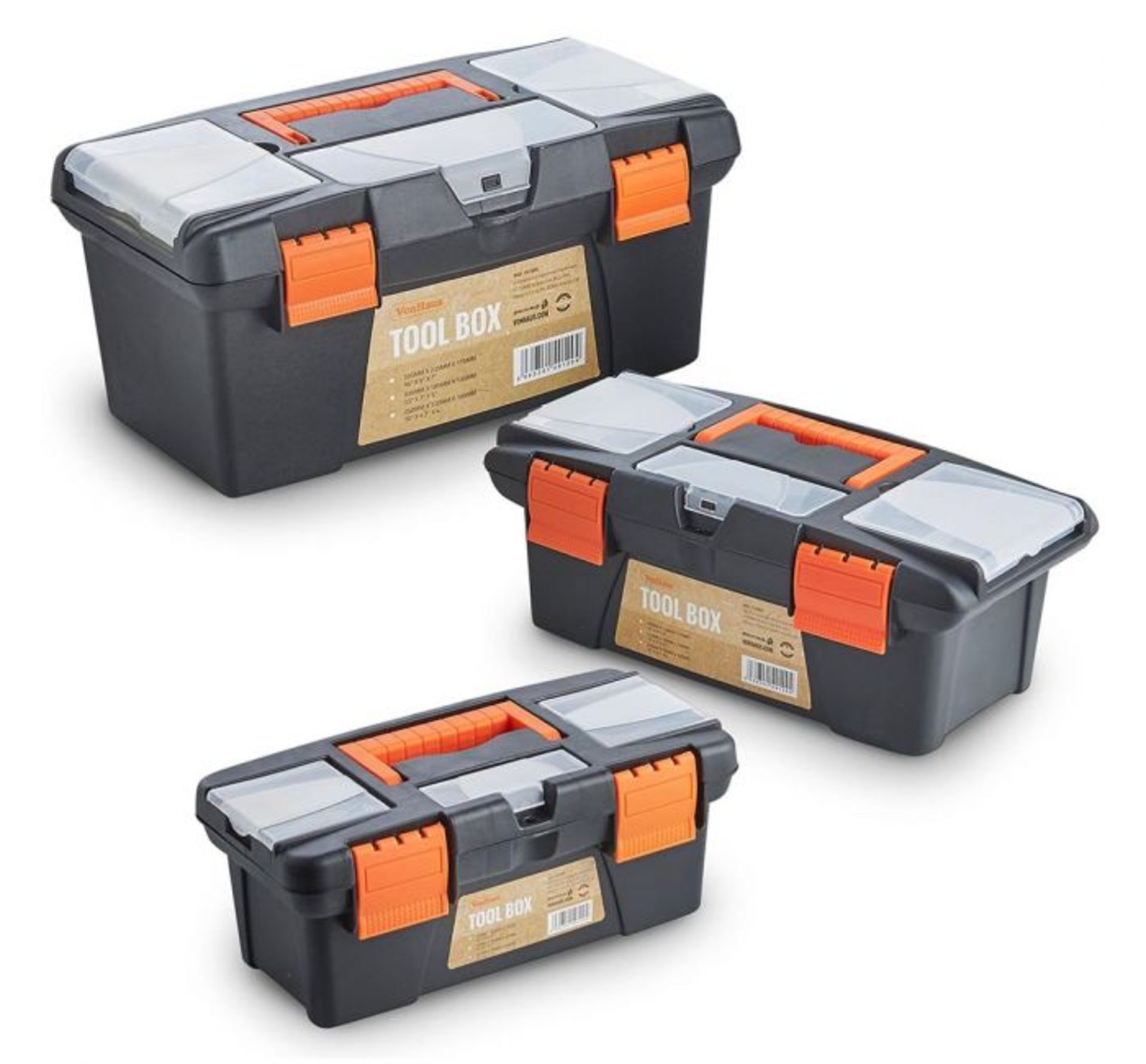 (JL55) 3pc Tool Box Set 3 Piece Tool Box Set - Sizes 10", 13" and 16.5" Each Box Features Rem... - Image 4 of 4