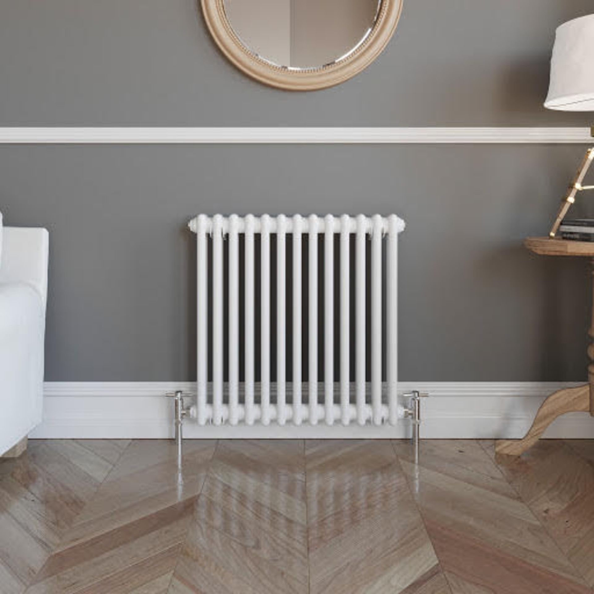 (QQ128) 500x628mm White Double Panel Horizontal Colosseum Traditional Radiator. For elegant s...