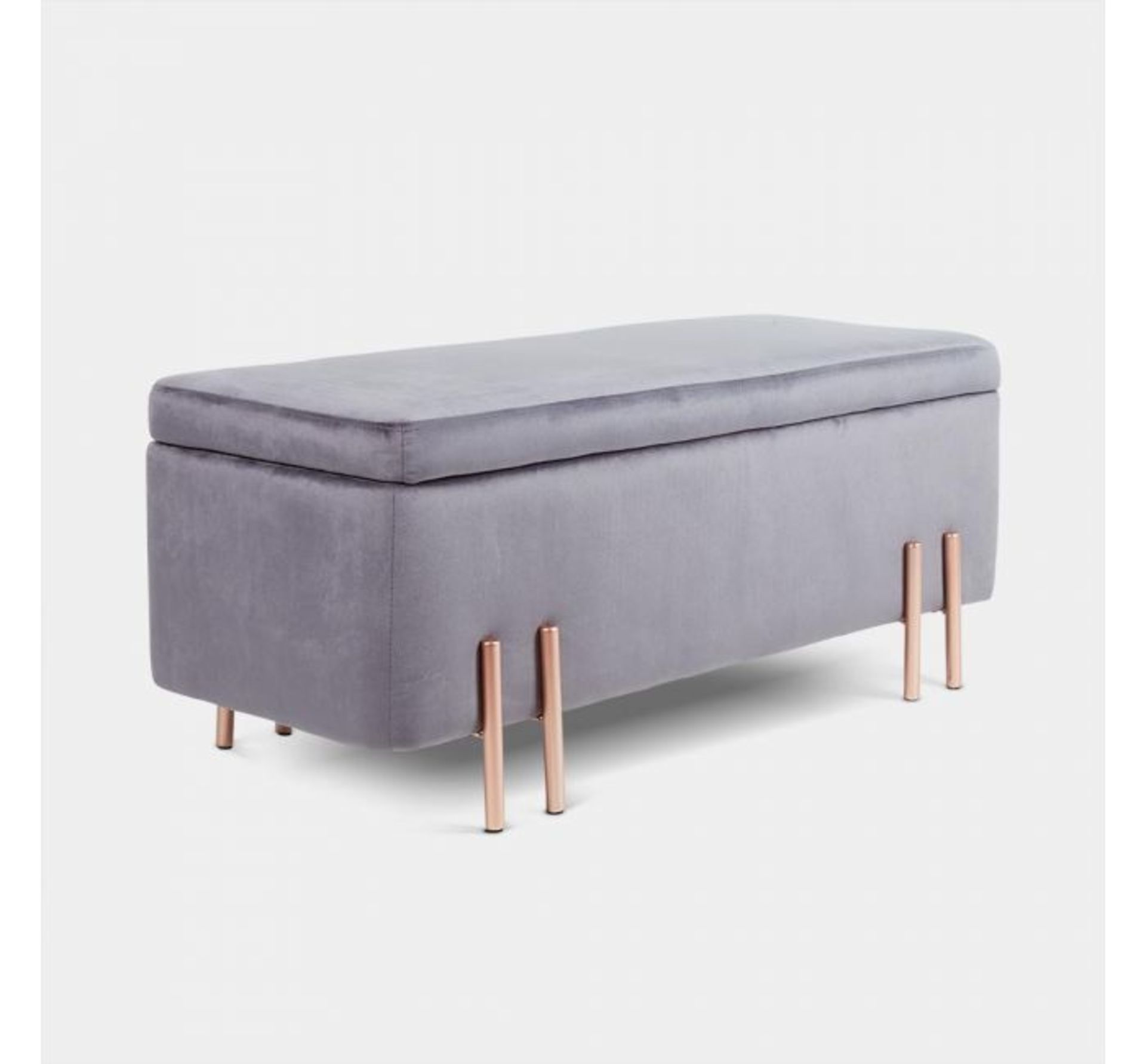 (JL38) Grey Velvet Storage Ottoman Bench Covered in soft and luxurious, plush velvet fabric, w... - Image 2 of 5