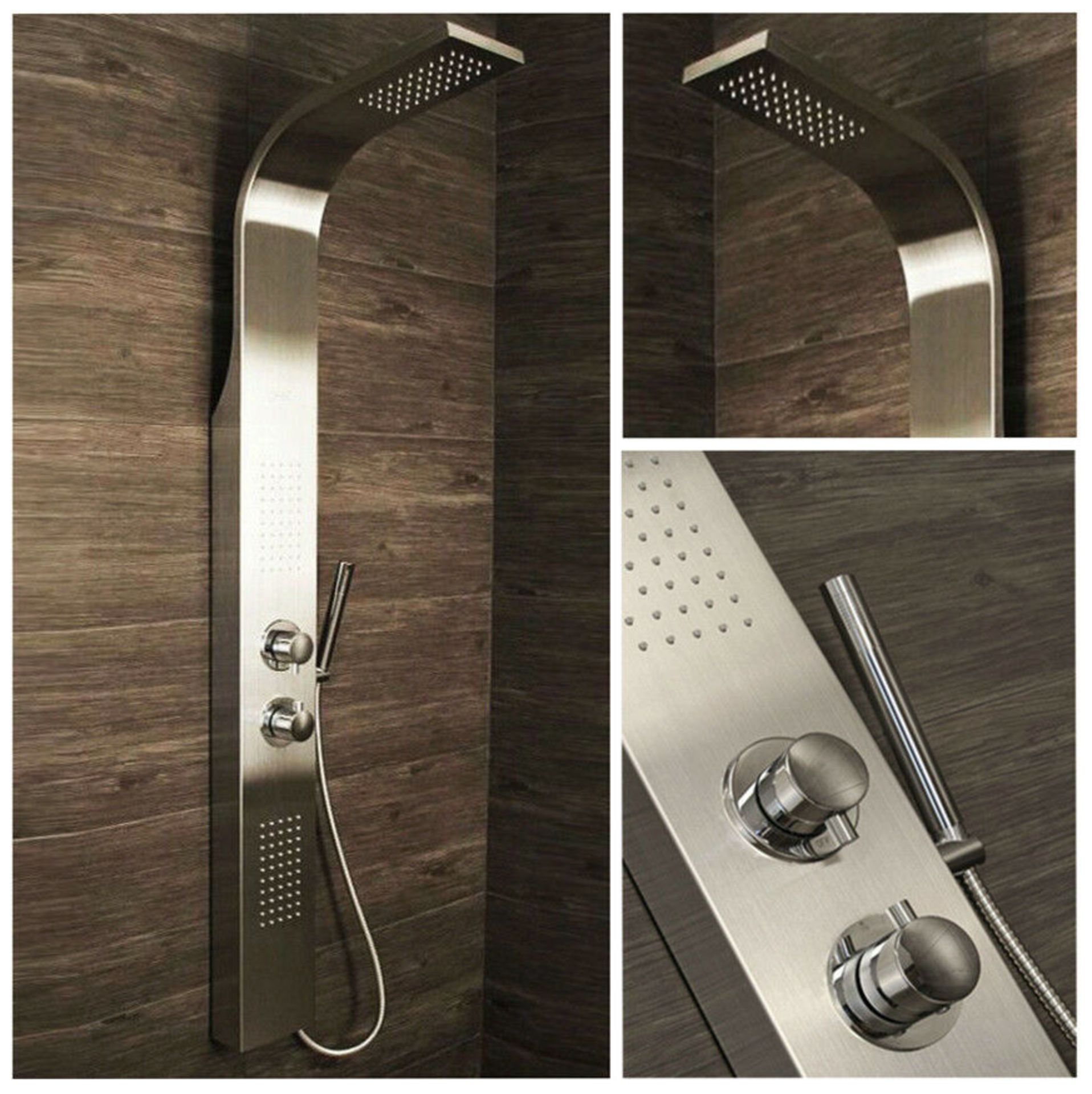 (JL5) Brushed Steel Shower Tower With Luxury body jets. RRP £699.99.Built-in jets provide a r...