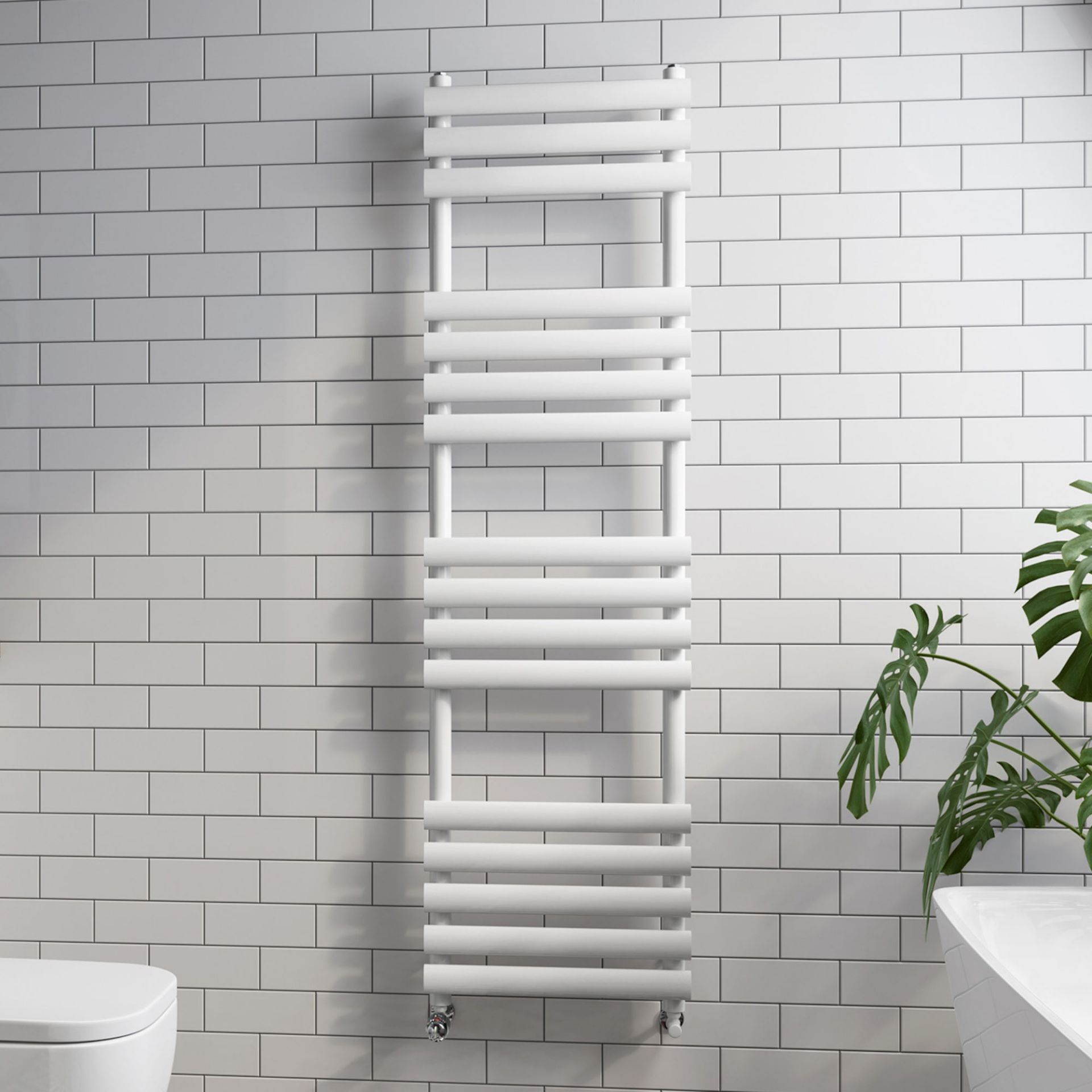 (JL89) 1600x450mm Bondo Mari Towel Rail White. RRP £349.99. Invest in this white Bondo Mari To...