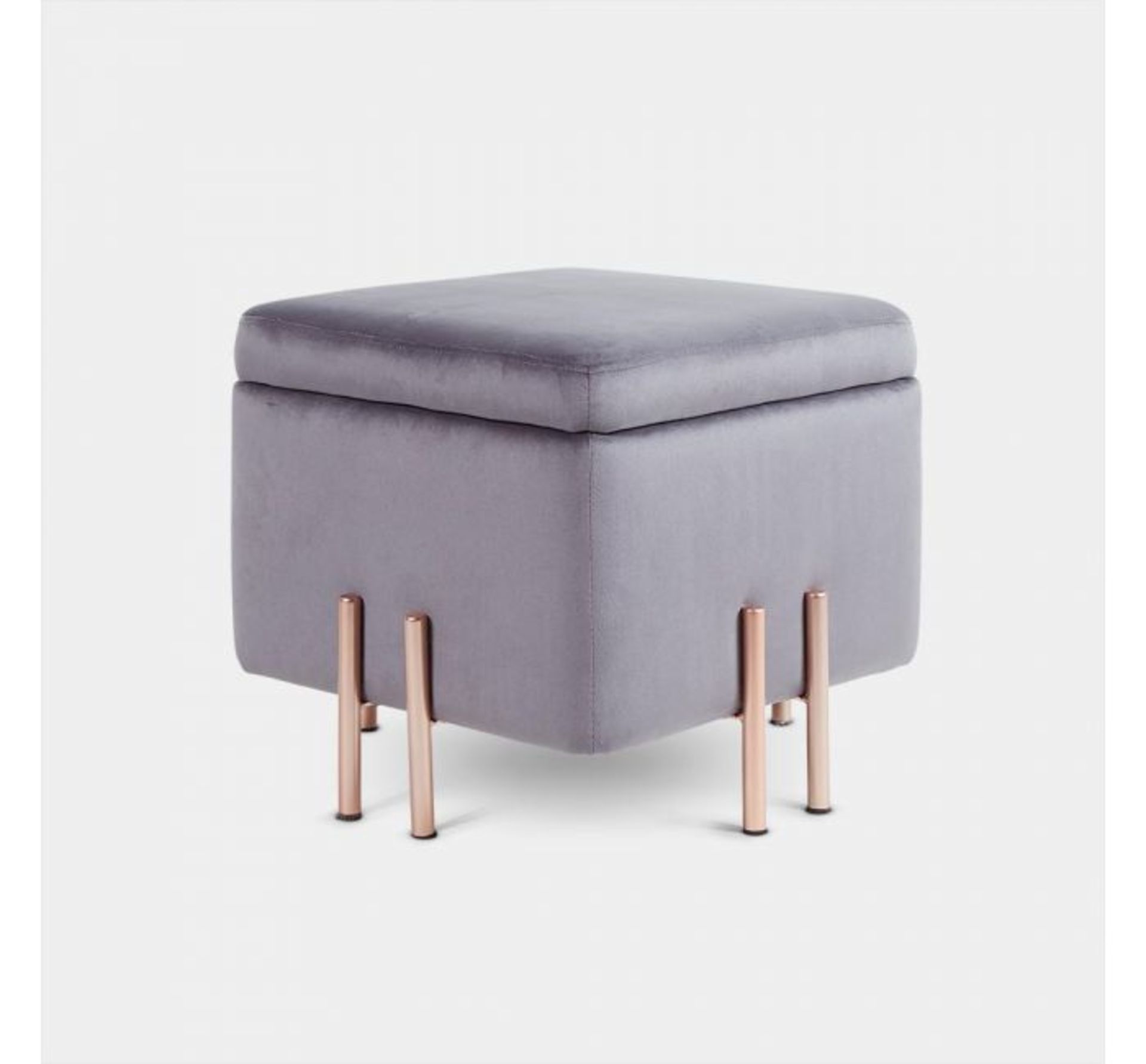 (JL26) Grey Velvet Storage Stool As beautiful to look at as it is to sink into, the plush grey... - Image 2 of 4